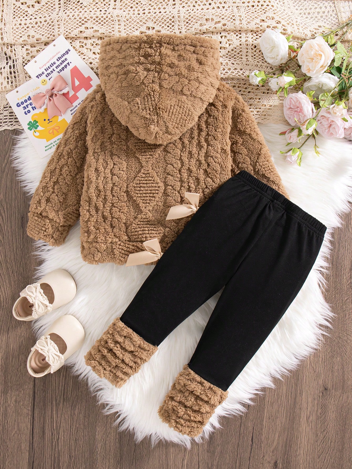 2 pièces/Ensemble Tenue d'hiver pour bébé fille, Sweat-shirt-shirt à capuche en — vue 10