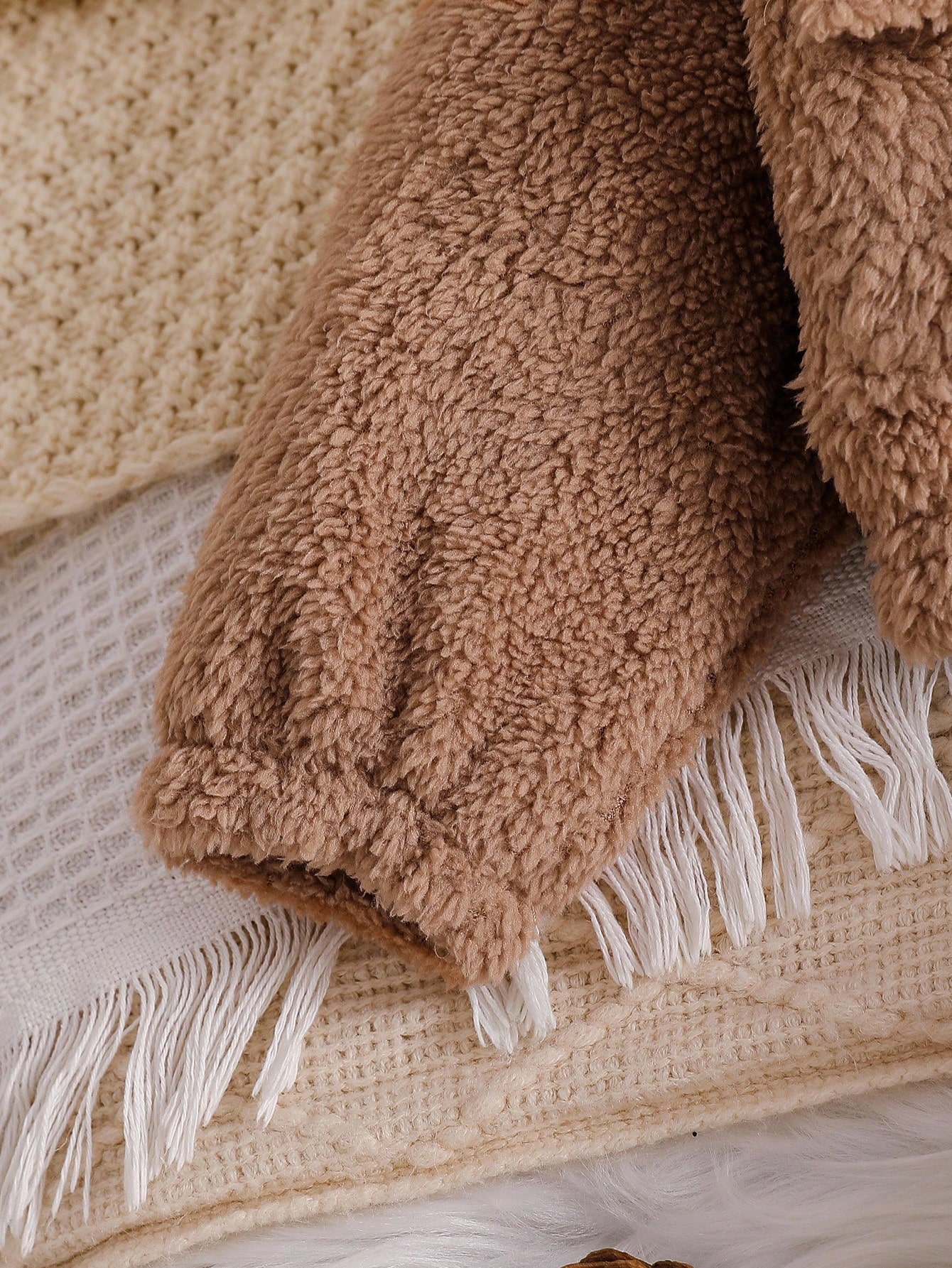 3 pièces Ensemble automne/hiver pour bébé fille, veste utilitaire à col rabattu — vue 9