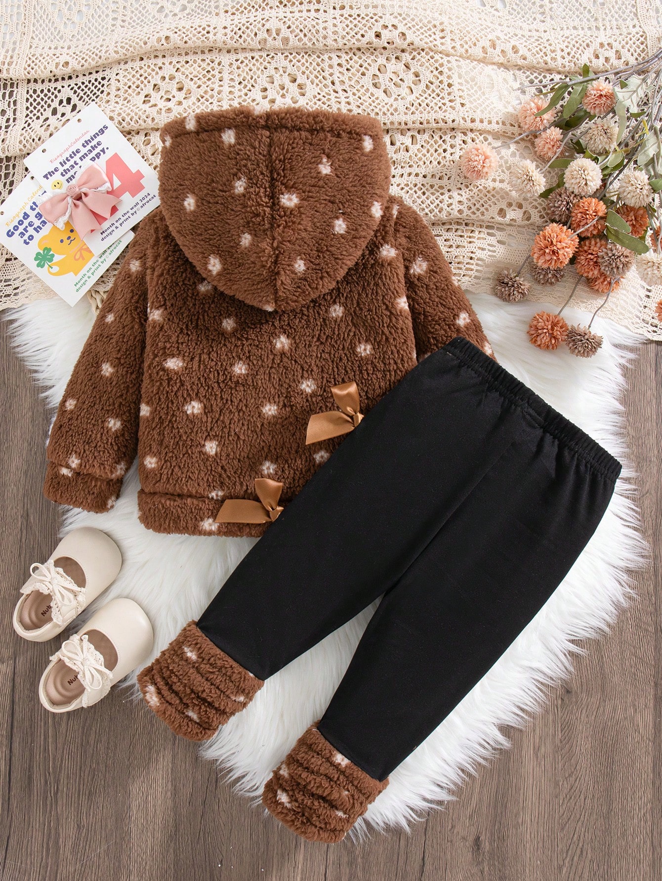 2 pièces/Ensemble Tenue d'hiver pour bébé fille, Sweat-shirt-shirt à capuche en — vue 11