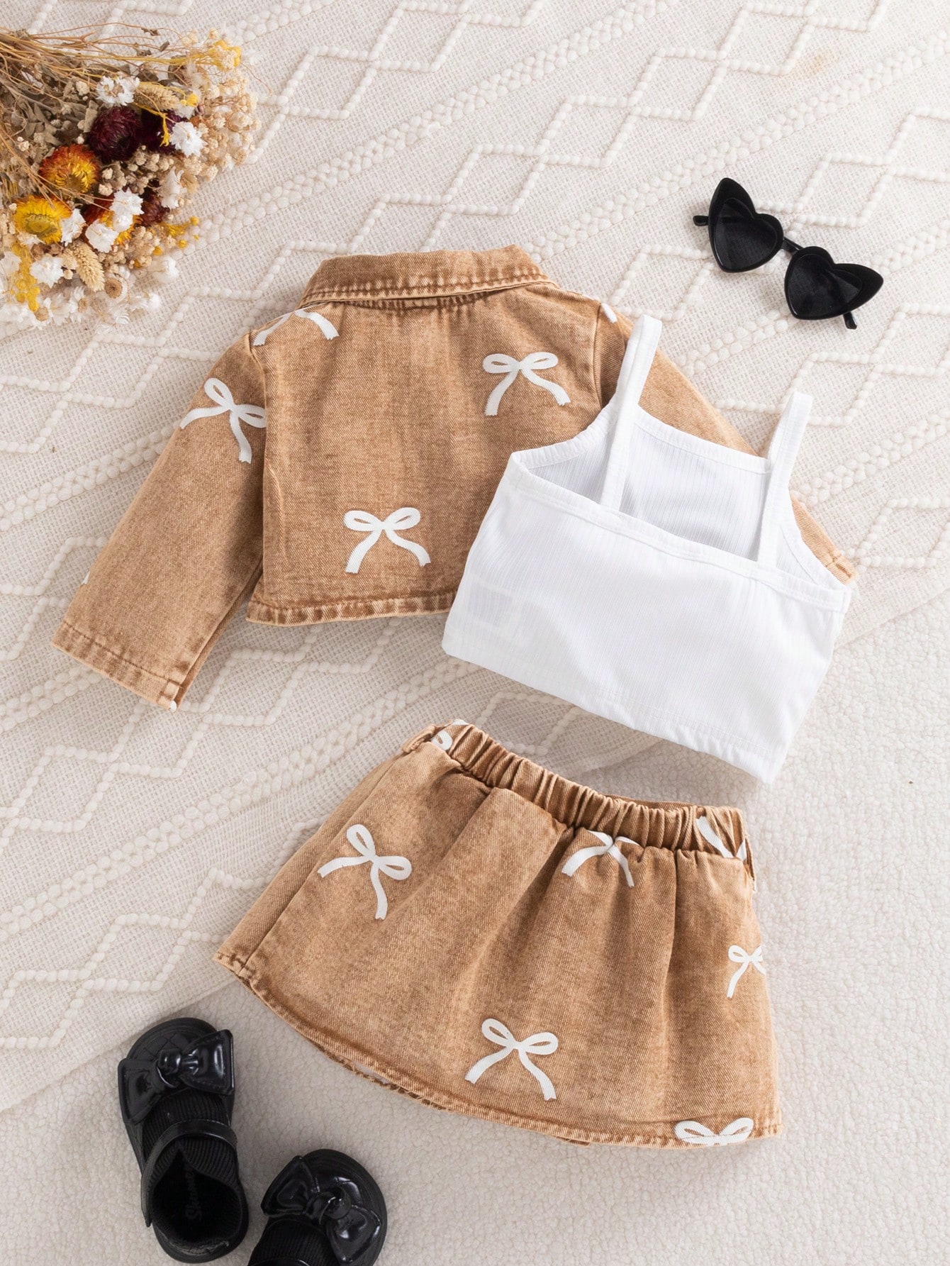 Vêtements pour bébé fille automne élégant mignon décontracté ensemble 3 pièces avec — vue 9