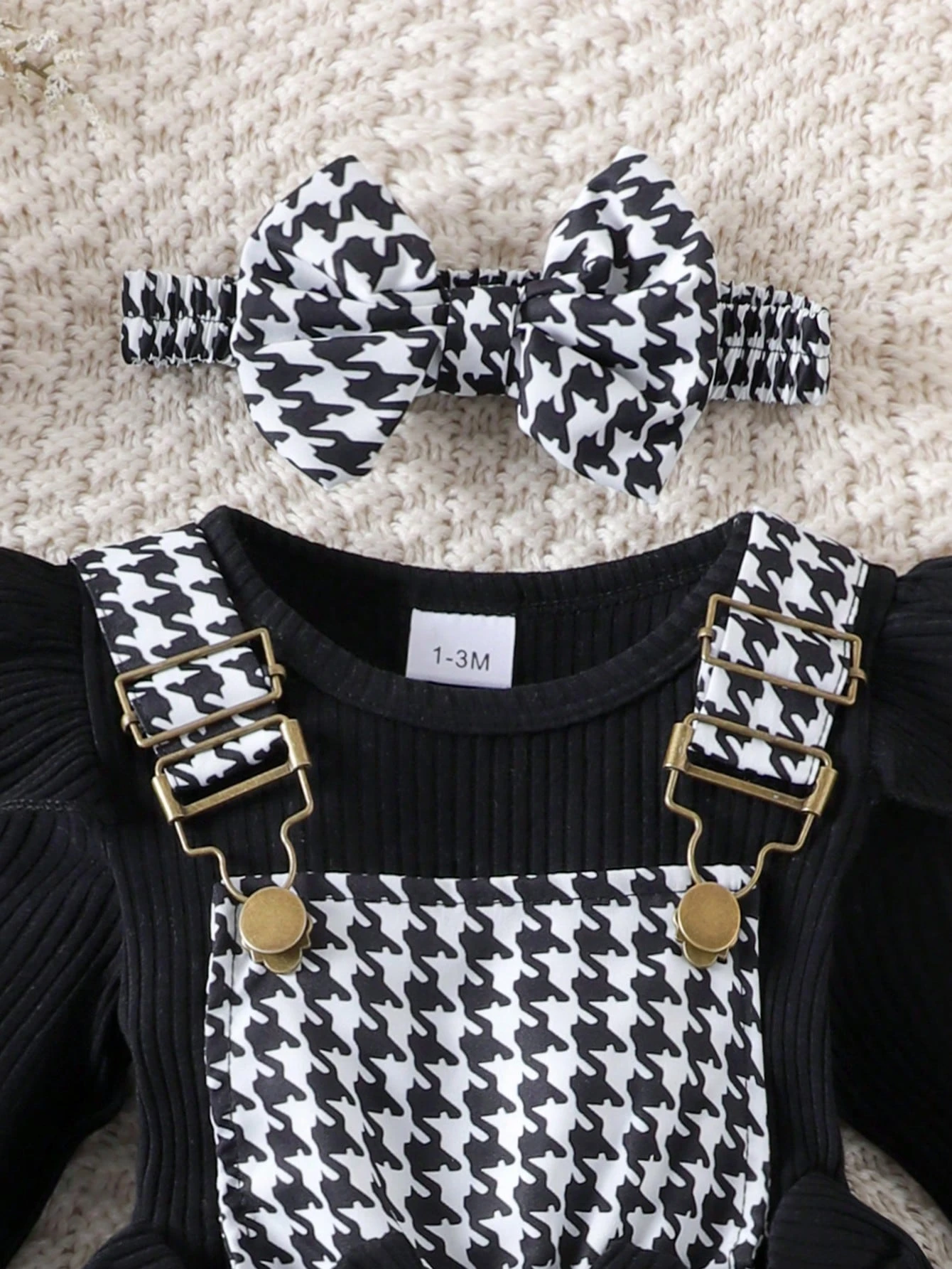 Ensemble body à manches longues mignon pour bébé fille avec jupe à bretelles et bandeau, — vue 12