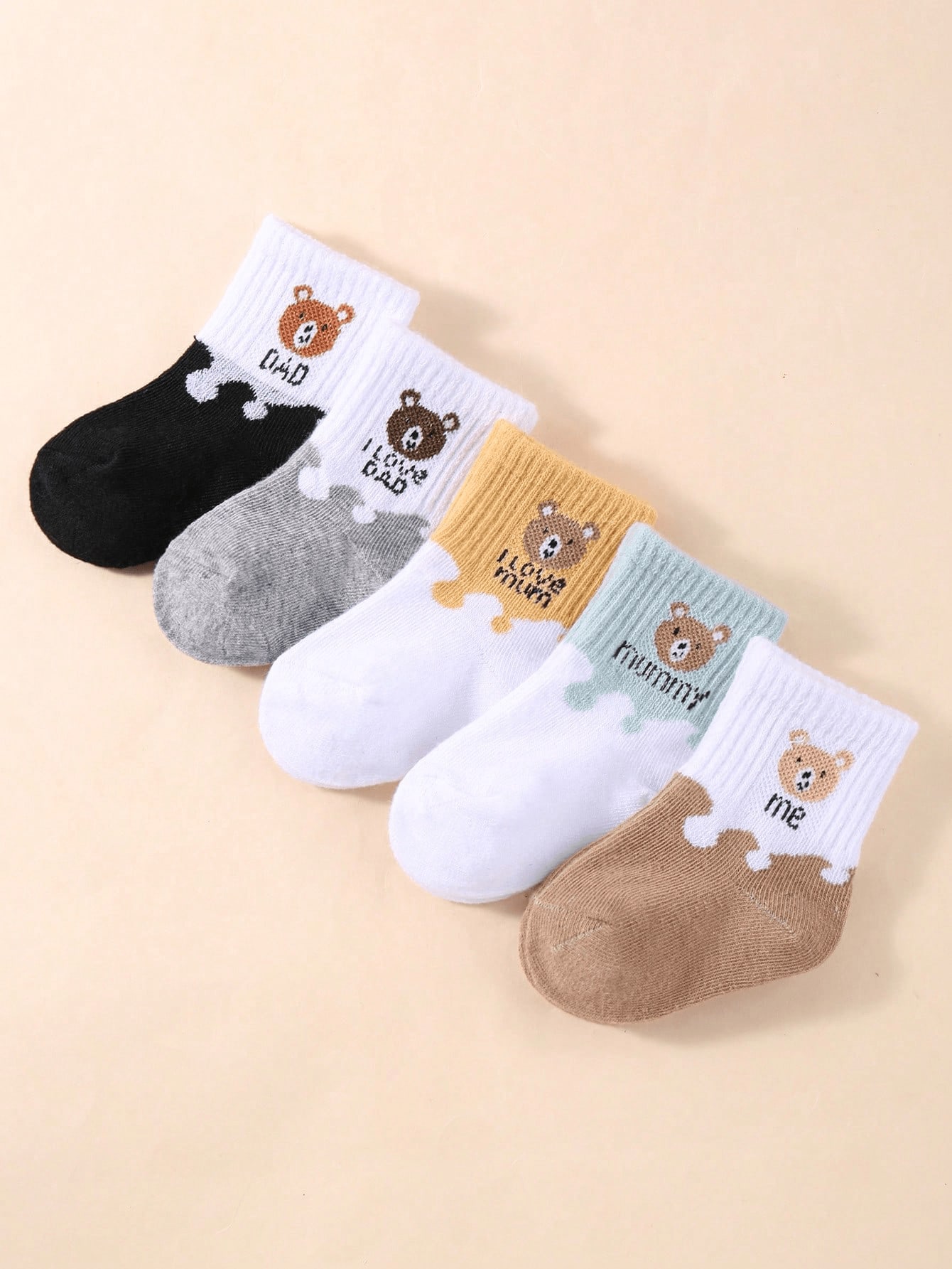 20 paires de chaussettes courtes élastiques jacquard de couleur fruit, ours. Convient — vue 3