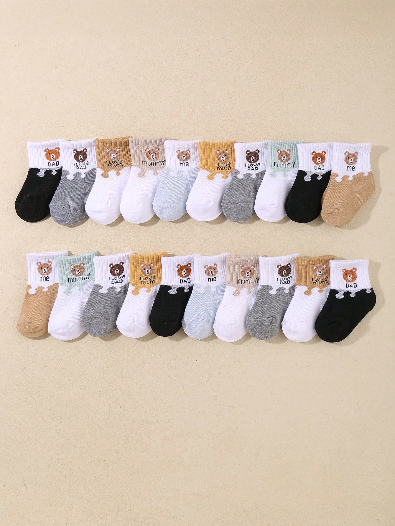 20 paires de chaussettes courtes élastiques jacquard de couleur fruit, ours. Convient — vue 2