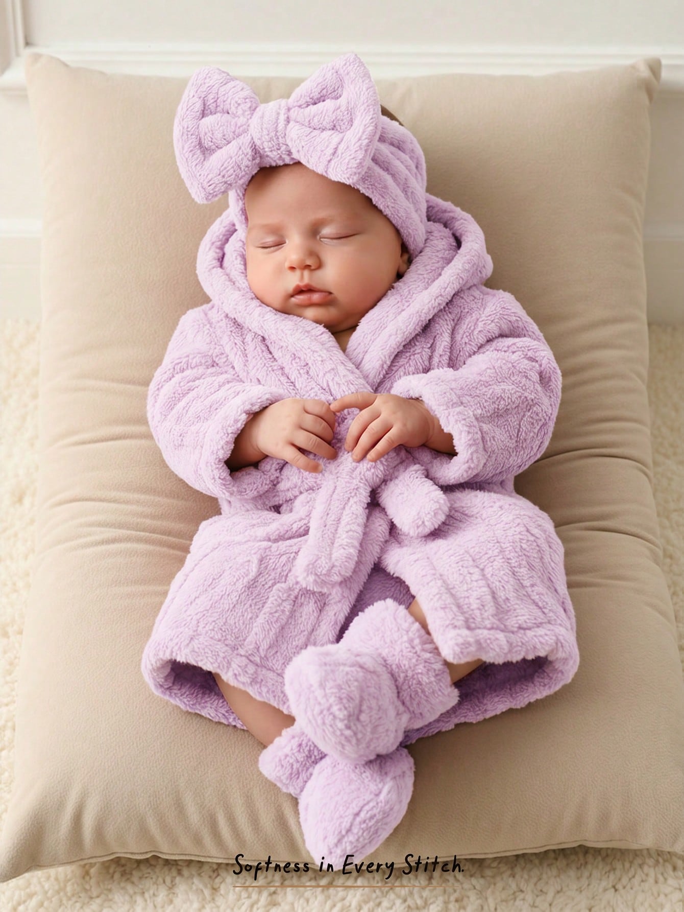 Cozy Pixies Peignoir en polaire à manches longues avec capuche et ceinture pour — vue 4