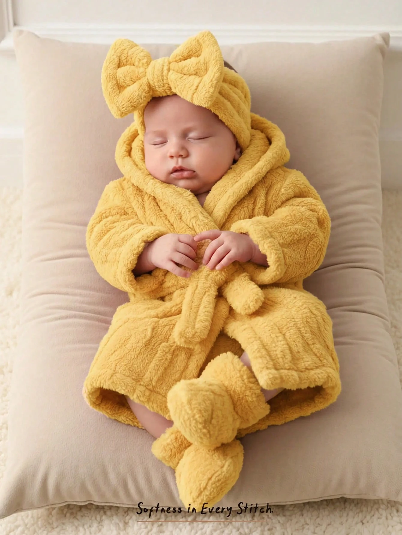 Cozy Pixies Peignoir en polaire à manches longues avec capuche et ceinture pour — vue 3