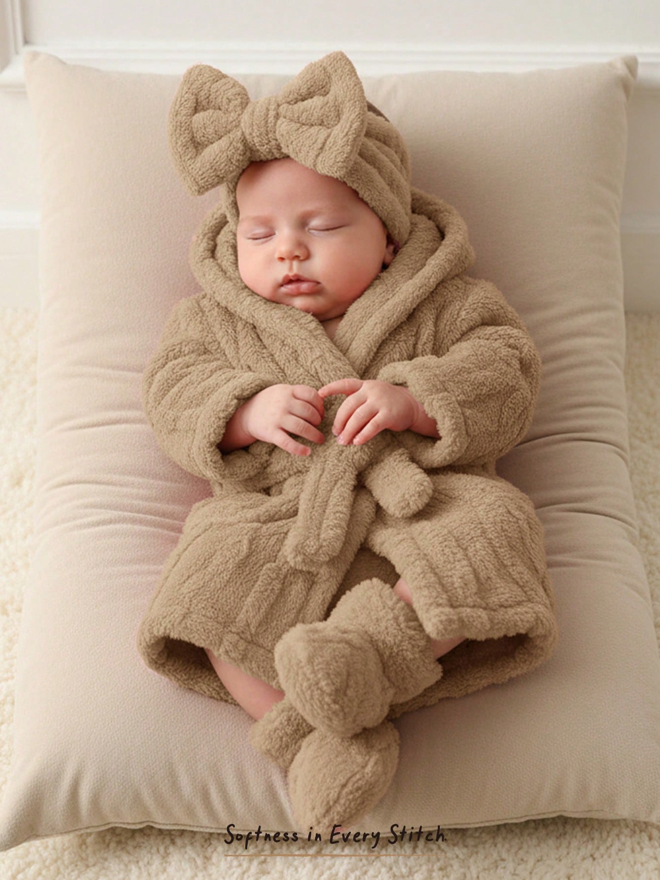 Cozy Pixies Peignoir en polaire à manches longues avec capuche et ceinture pour — vue 2