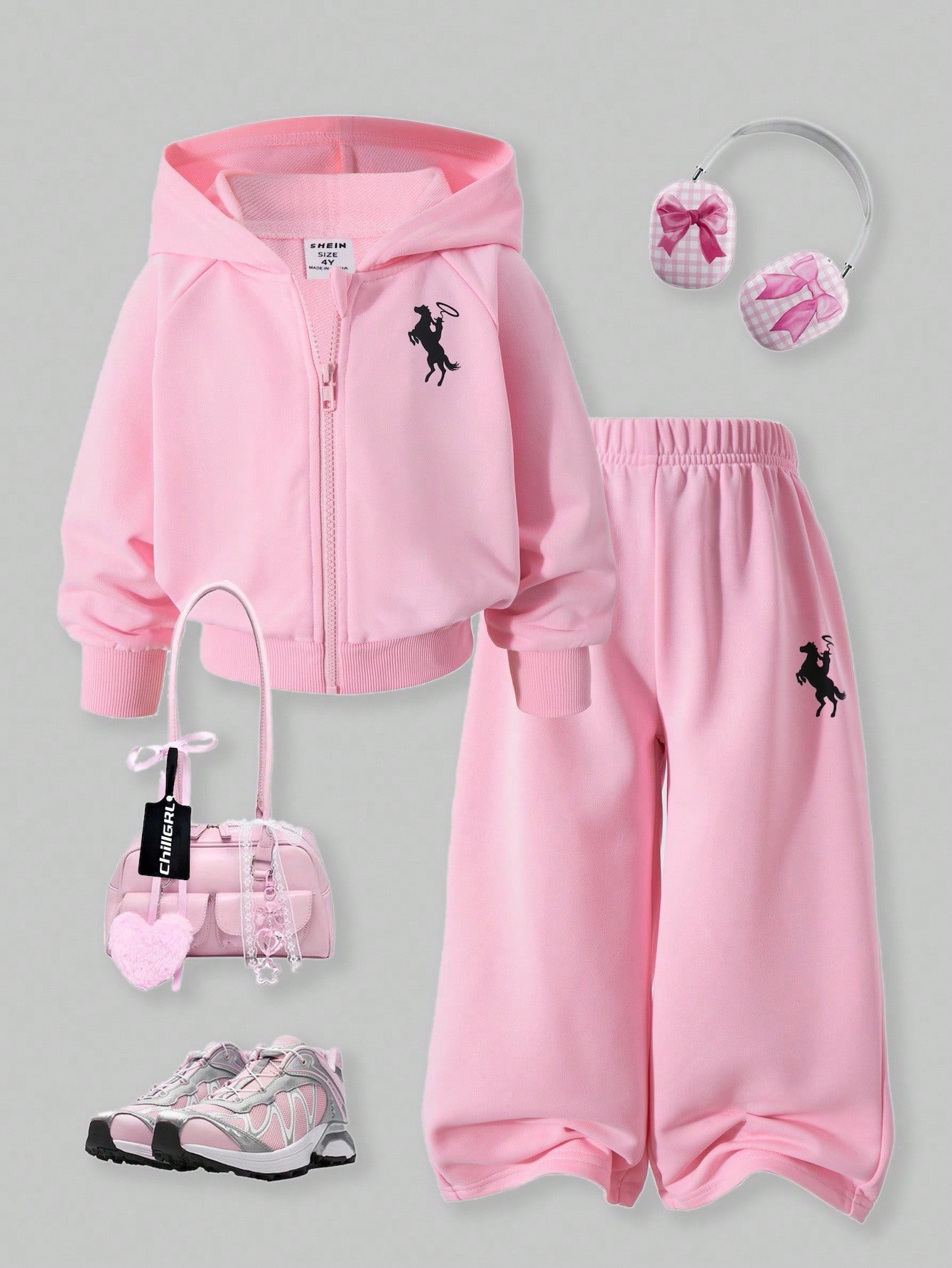 ChillGRL Ensemble de survêtement 2 pièces pour jeunes filles, veste à capuche