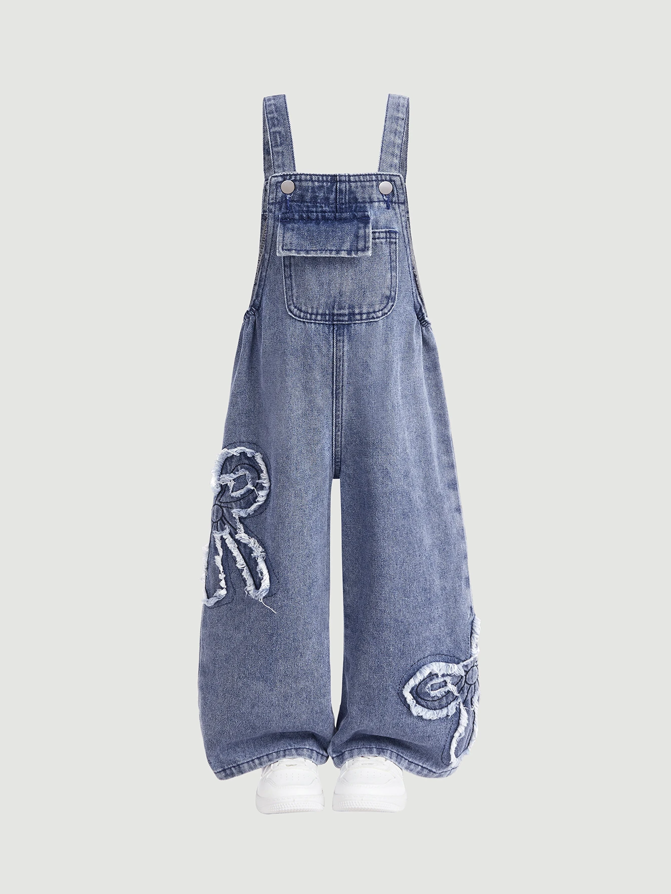 Pantalon salopette en jean bleu marine pour jeune fille — vue 6