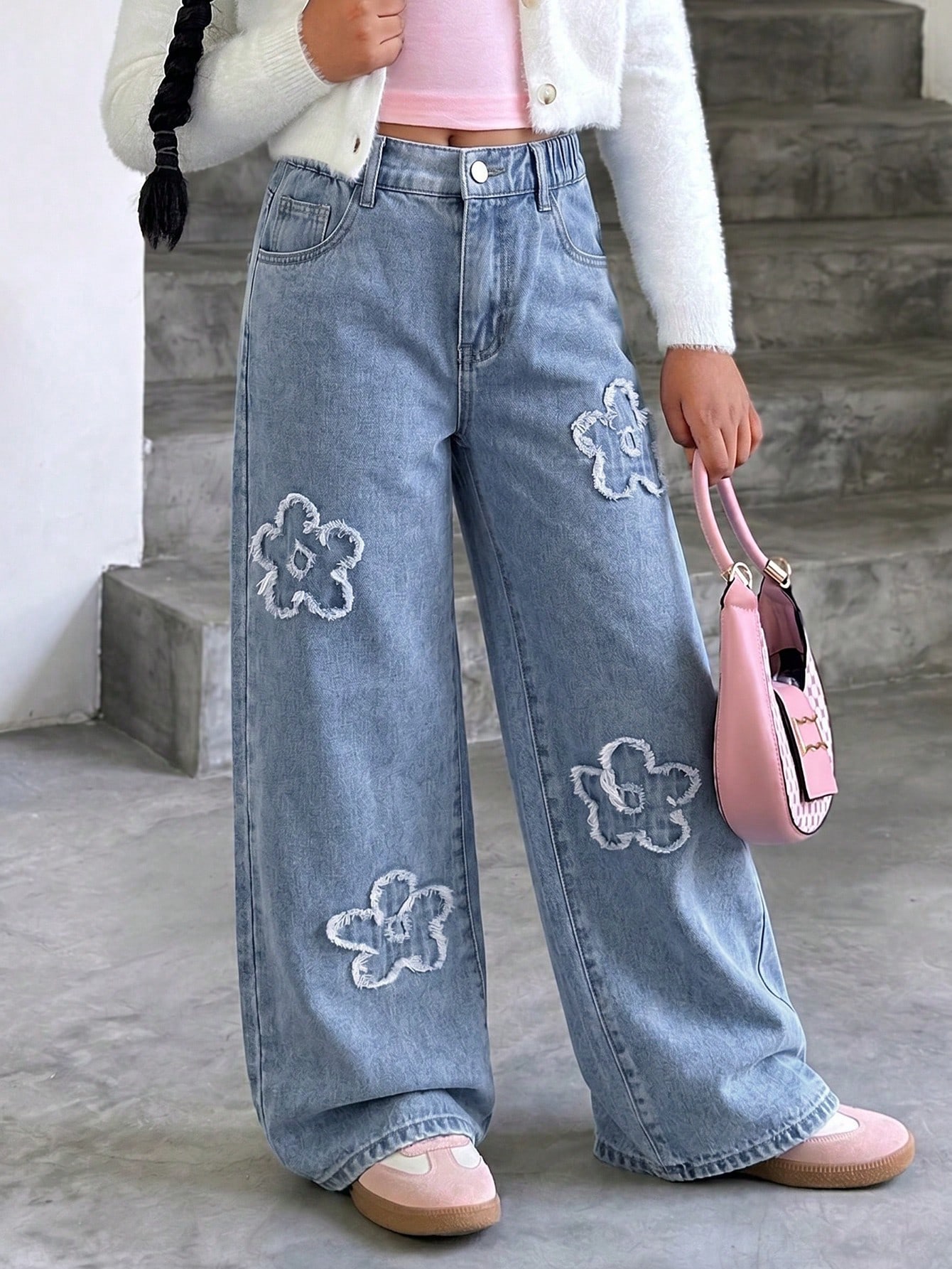 ChillGRL Jeans en denim à jambes larges pour fille préadolescente, nouvelle mode — vue 5