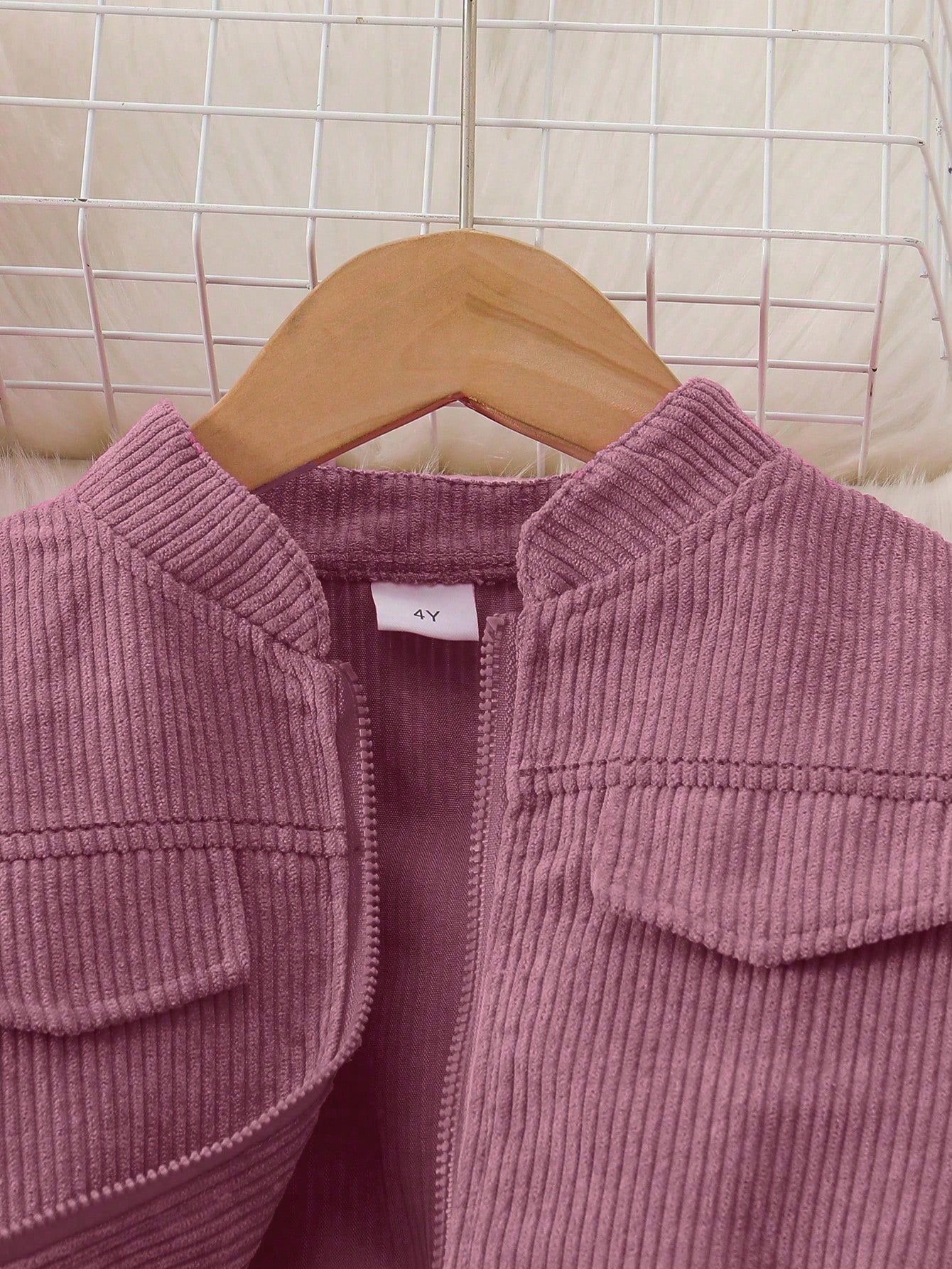/Set Veste et pantalon en velours côtelé doux et confortable de couleur unie pour filles, — vue 11
