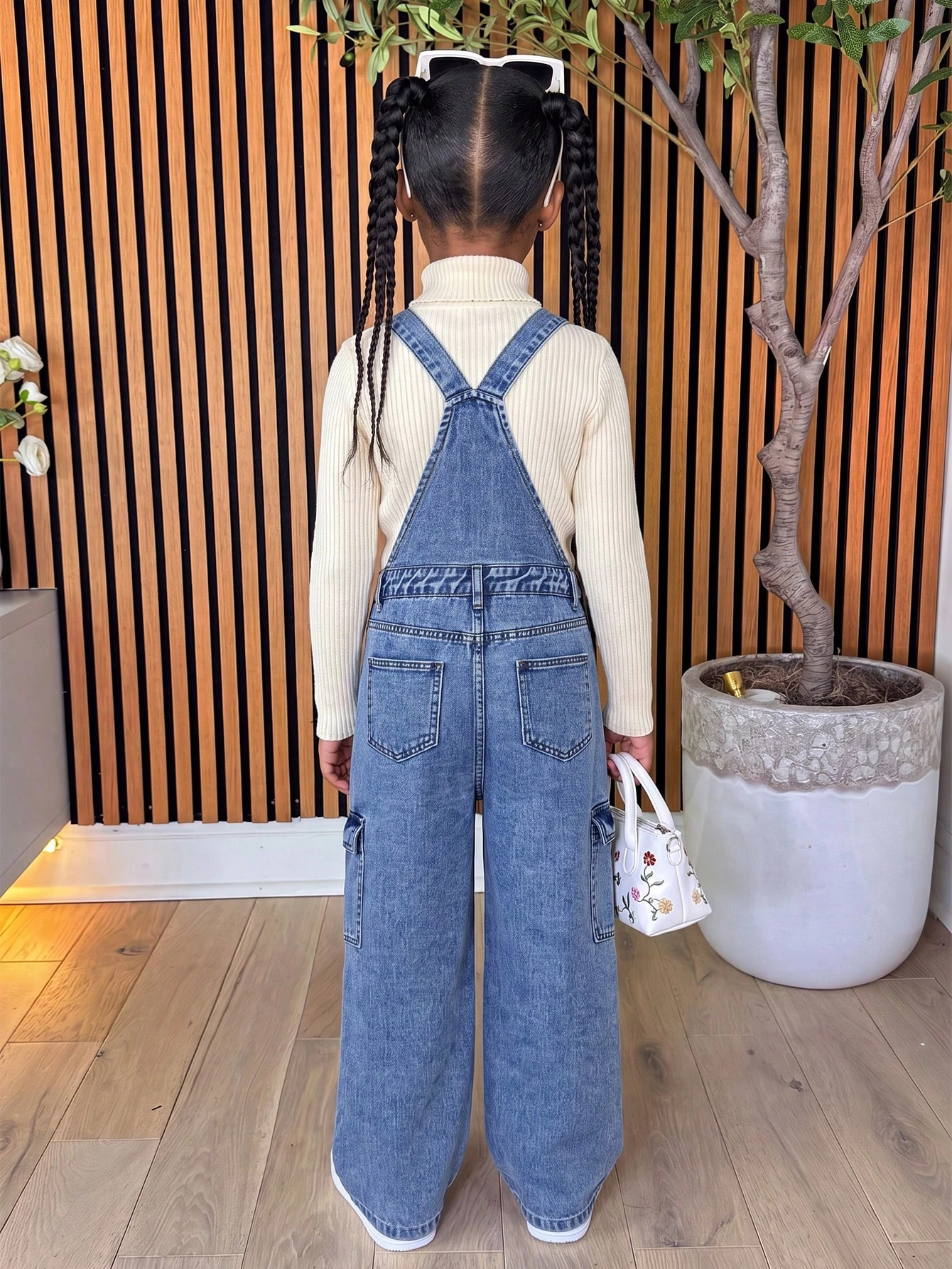 ChillGRL Ensemble de tenue pour jeune fille avec salopette en jean à décoration — vue 12