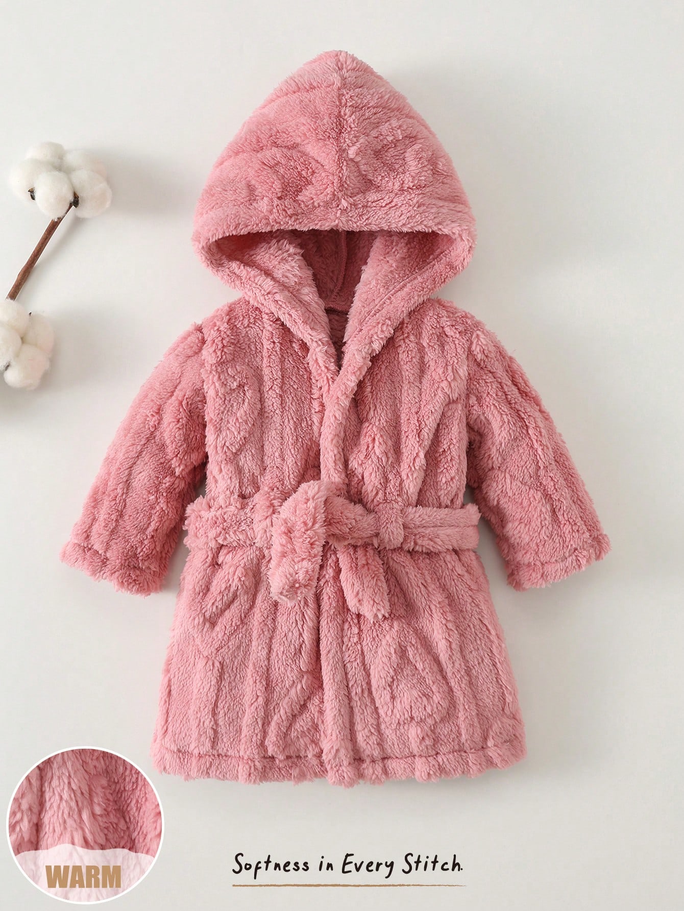Cozy Pixies Peignoir en polaire à manches longues avec capuche et ceinture pour — vue 9