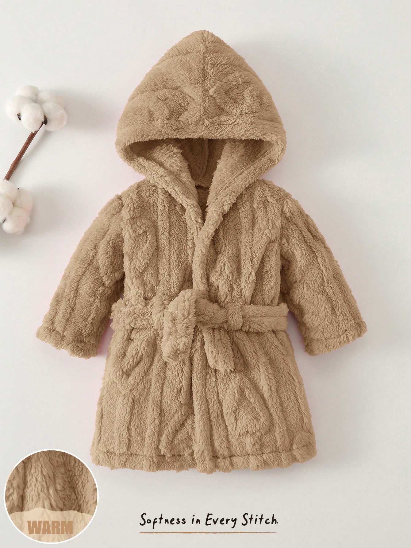 Cozy Pixies Peignoir en polaire à manches longues avec capuche et ceinture pour — vue 10