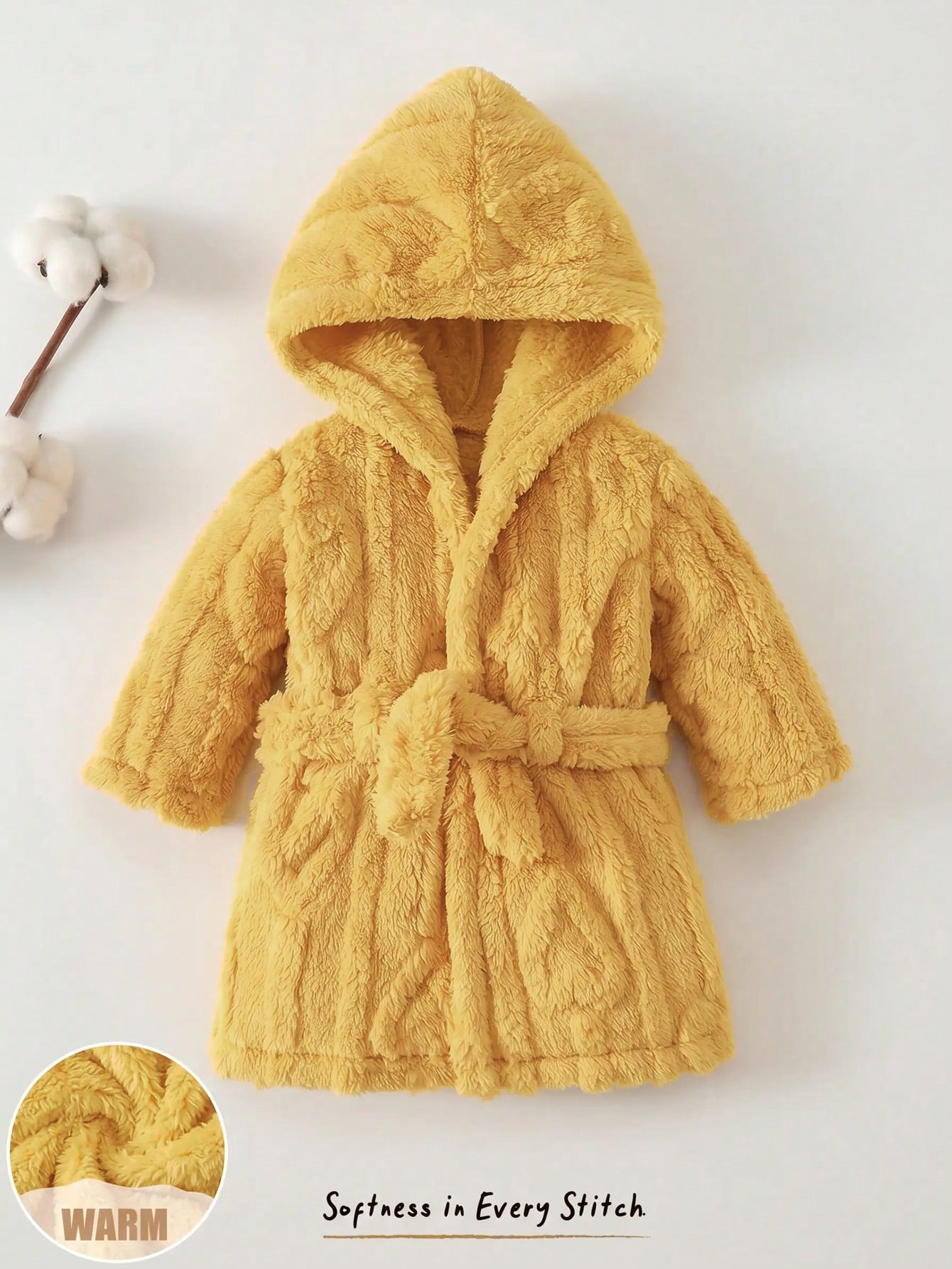 Cozy Pixies Peignoir en polaire à manches longues avec capuche et ceinture pour — vue 11