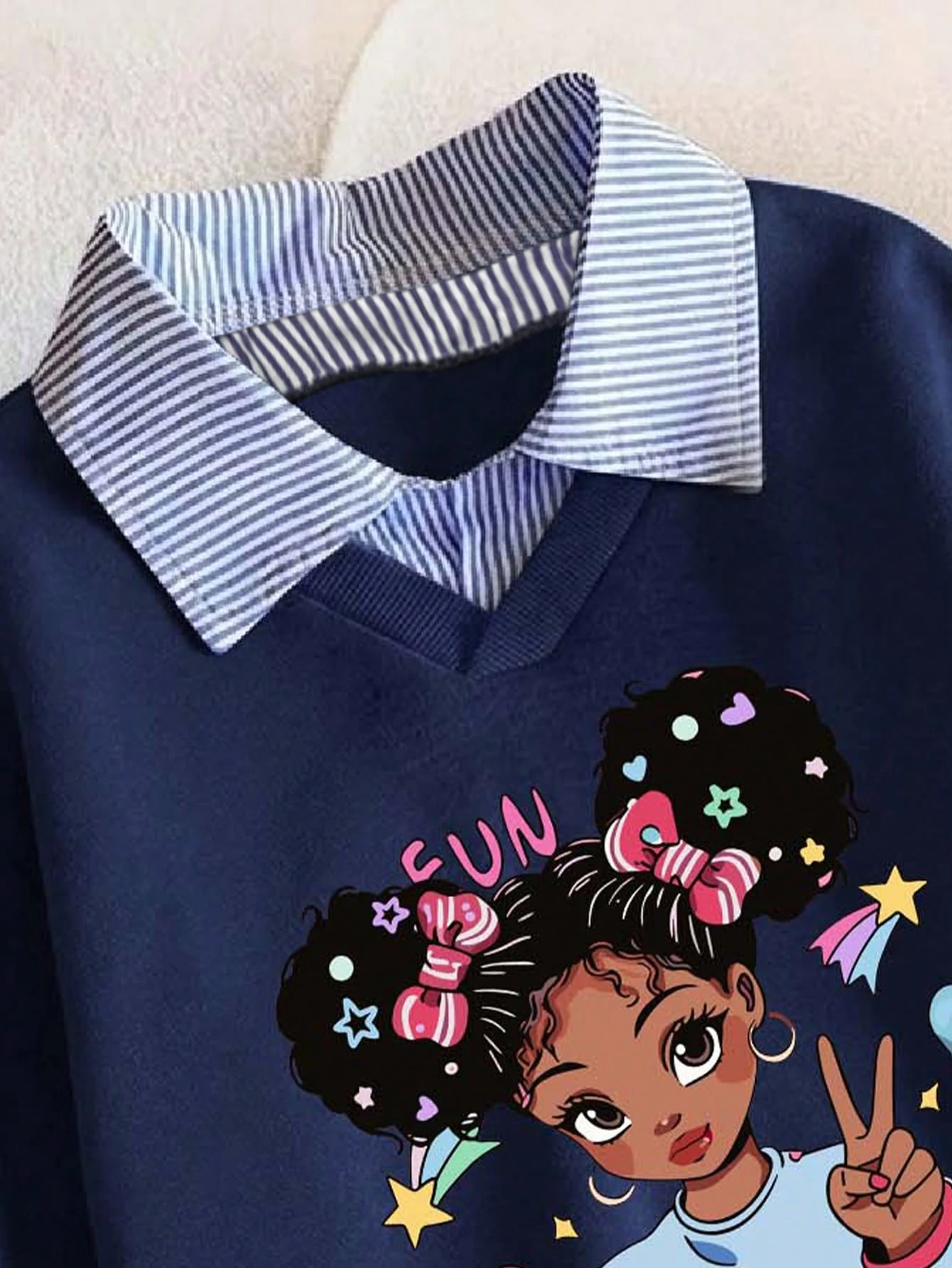 Ensemble de Sweat-shirts chauds avec imprimé de personnage de dessin animé et rayures — vue 8