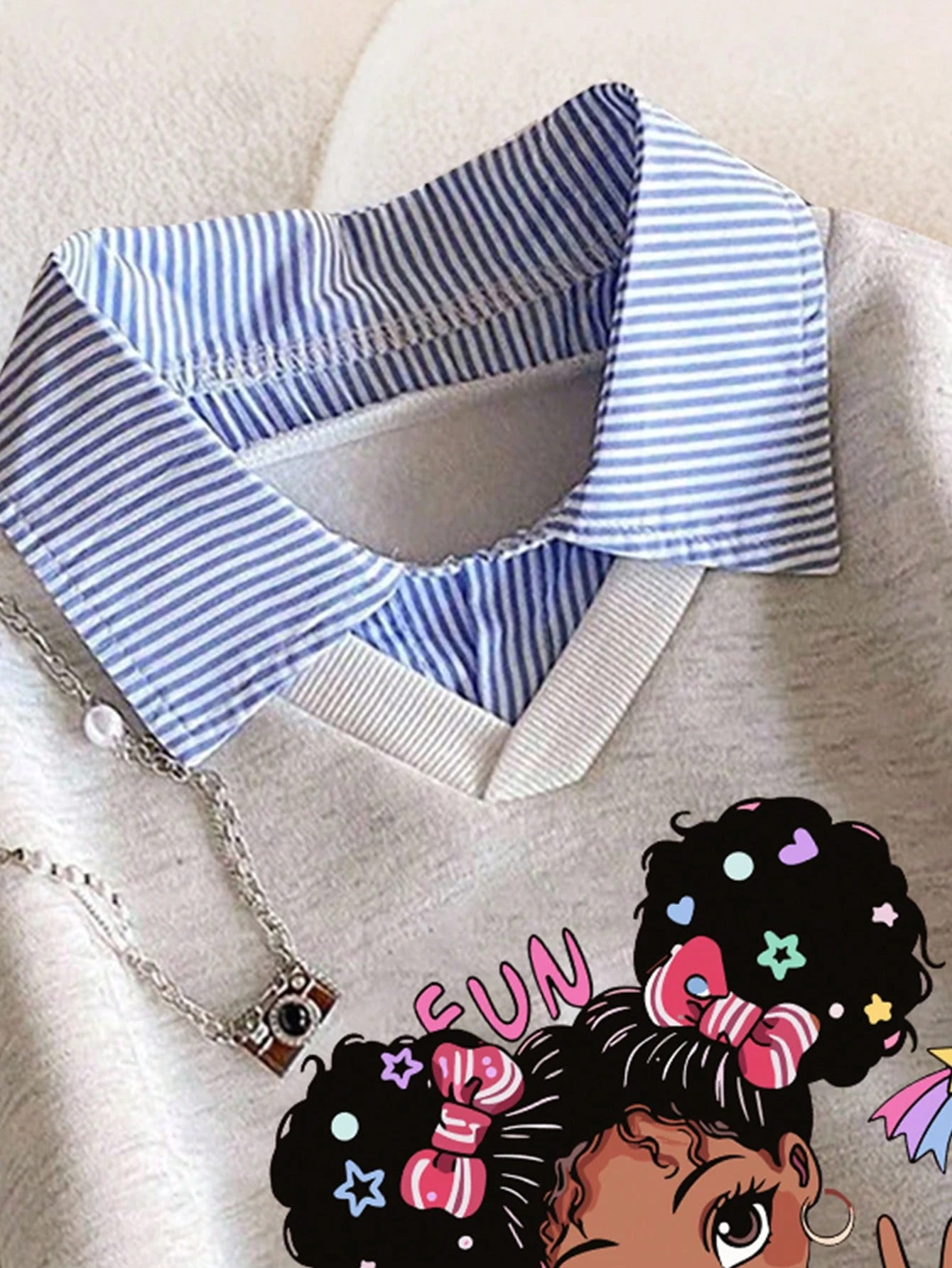 Ensemble de Sweat-shirts chauds avec imprimé de personnage de dessin animé et rayures — vue 7