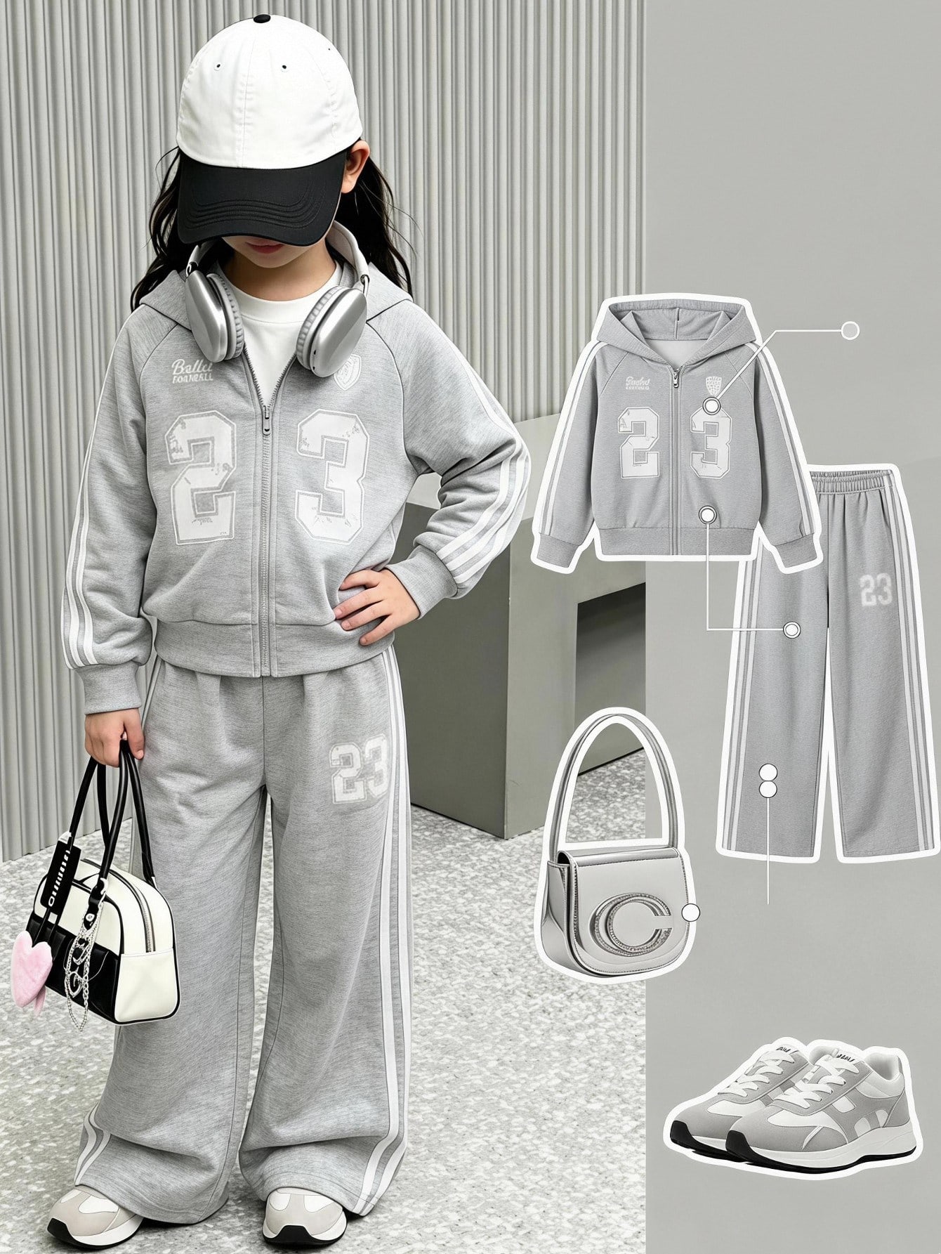 ChillGRL Ensemble de survêtement 2 pièces pour jeunes filles, veste à capuche — vue 7
