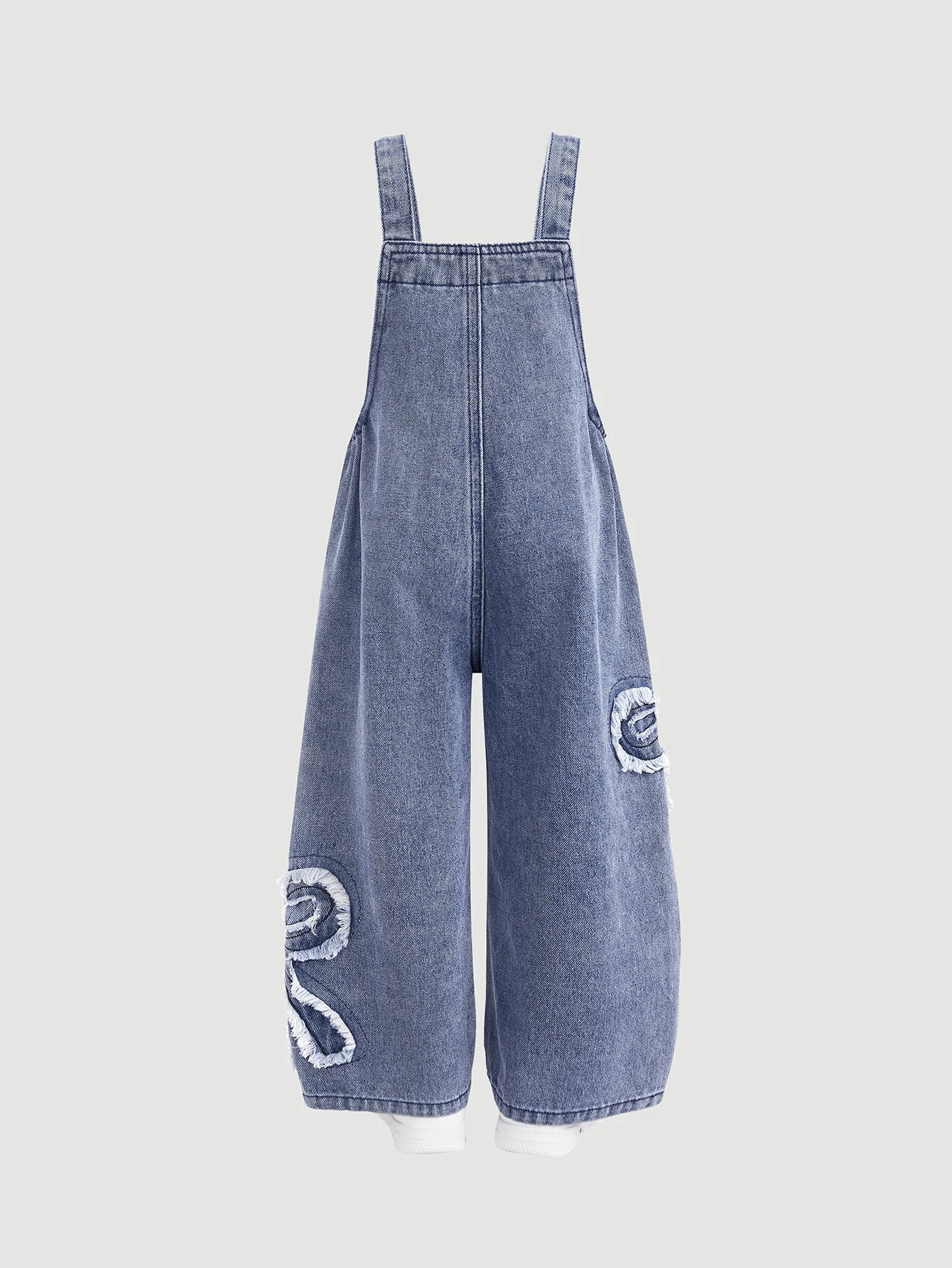 Pantalon salopette en jean bleu marine pour jeune fille — vue 10