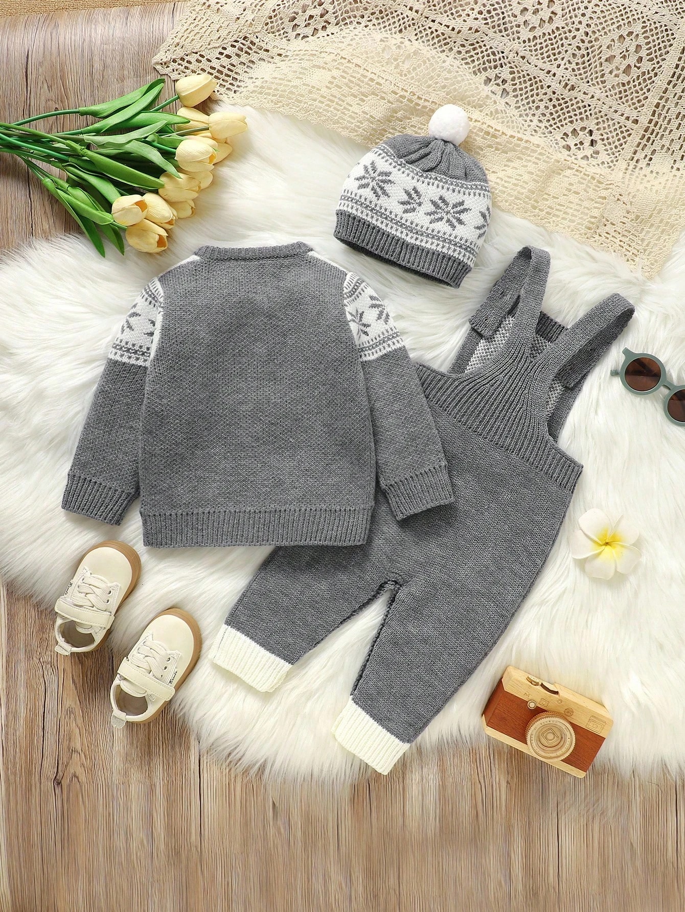 Ensemble 3 pièces vintage décontracté pour tout-petit: veste à manches longues et — vue 4