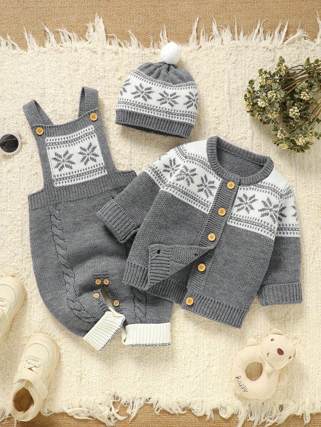 Ensemble 3 pièces vintage décontracté pour tout-petit: veste à manches longues et