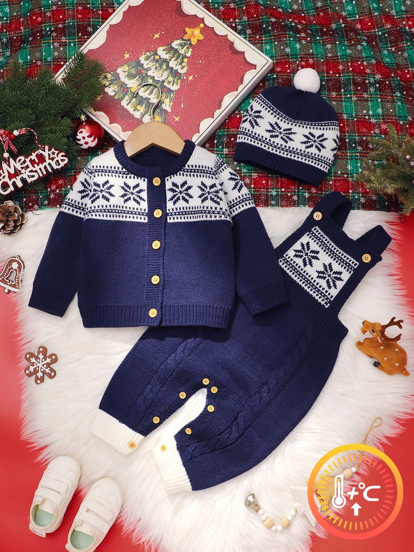 Ensemble 3 pièces vintage décontracté pour tout-petit: veste à manches longues et — vue 3