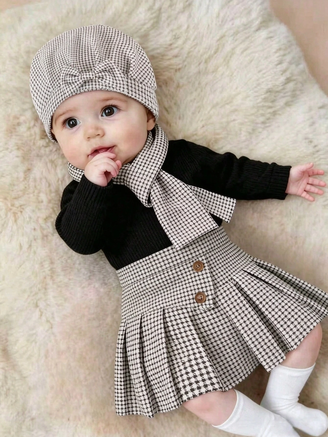 Souflis Souflis 4 pièces/set Jupe en tweed texturé élégante pour bébé fille, Top en — vue 5