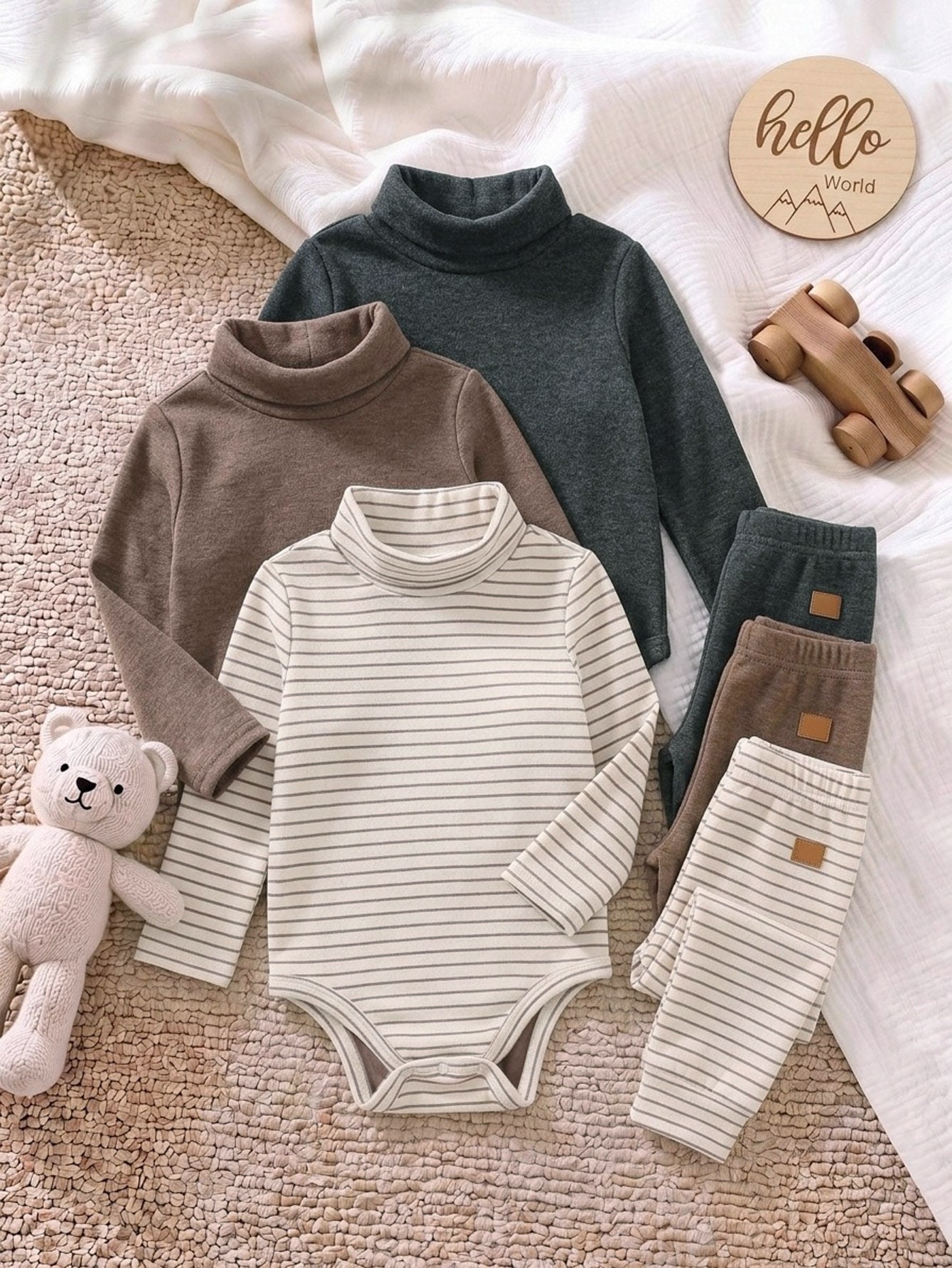 Ensemble de vêtements pour bébé nouveau-né garçon et fille, automne hiver, mignon — vue 2