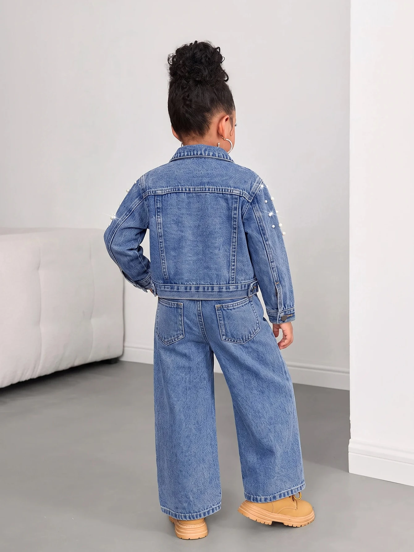 Enfants 2 pièces/Set Jeunes Filles Y2k Chic Coton Imprimé Léopard Veste Courte en Denim & — vue 10