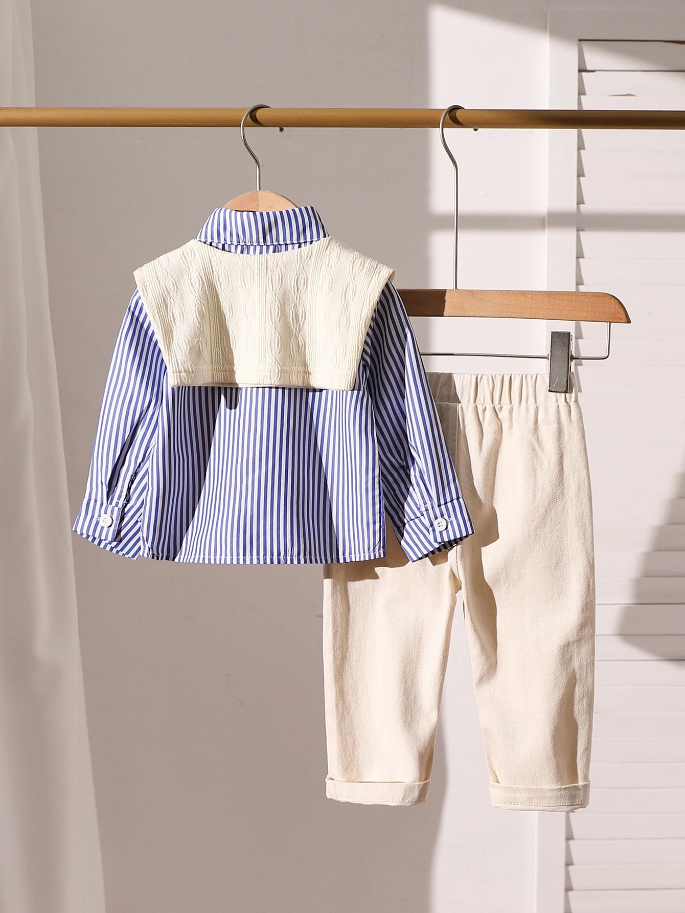 2 pièces/set Vêtements décontractés d'automne pour garçons Chemise blanche à — vue 6