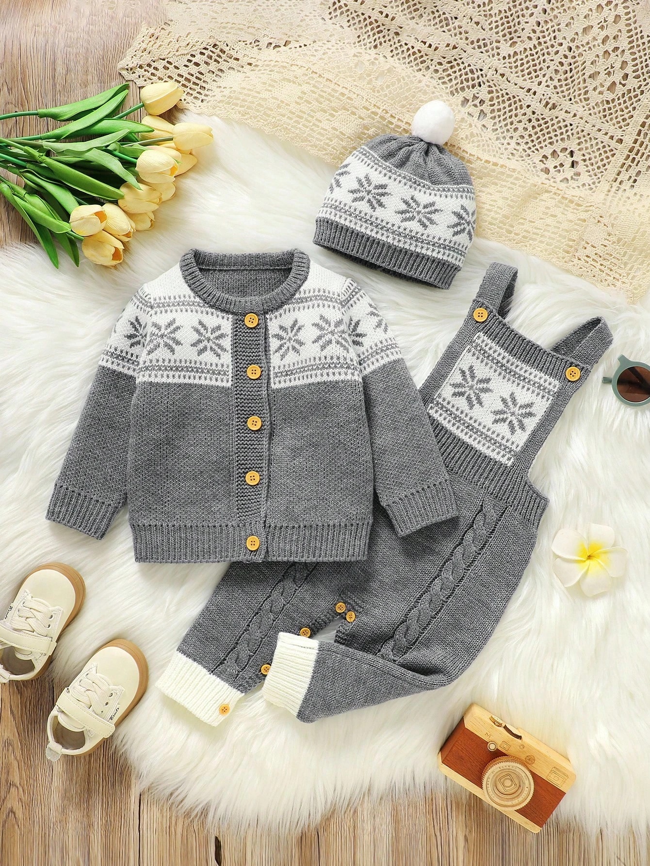 Ensemble 3 pièces vintage décontracté pour tout-petit: veste à manches longues et — vue 7