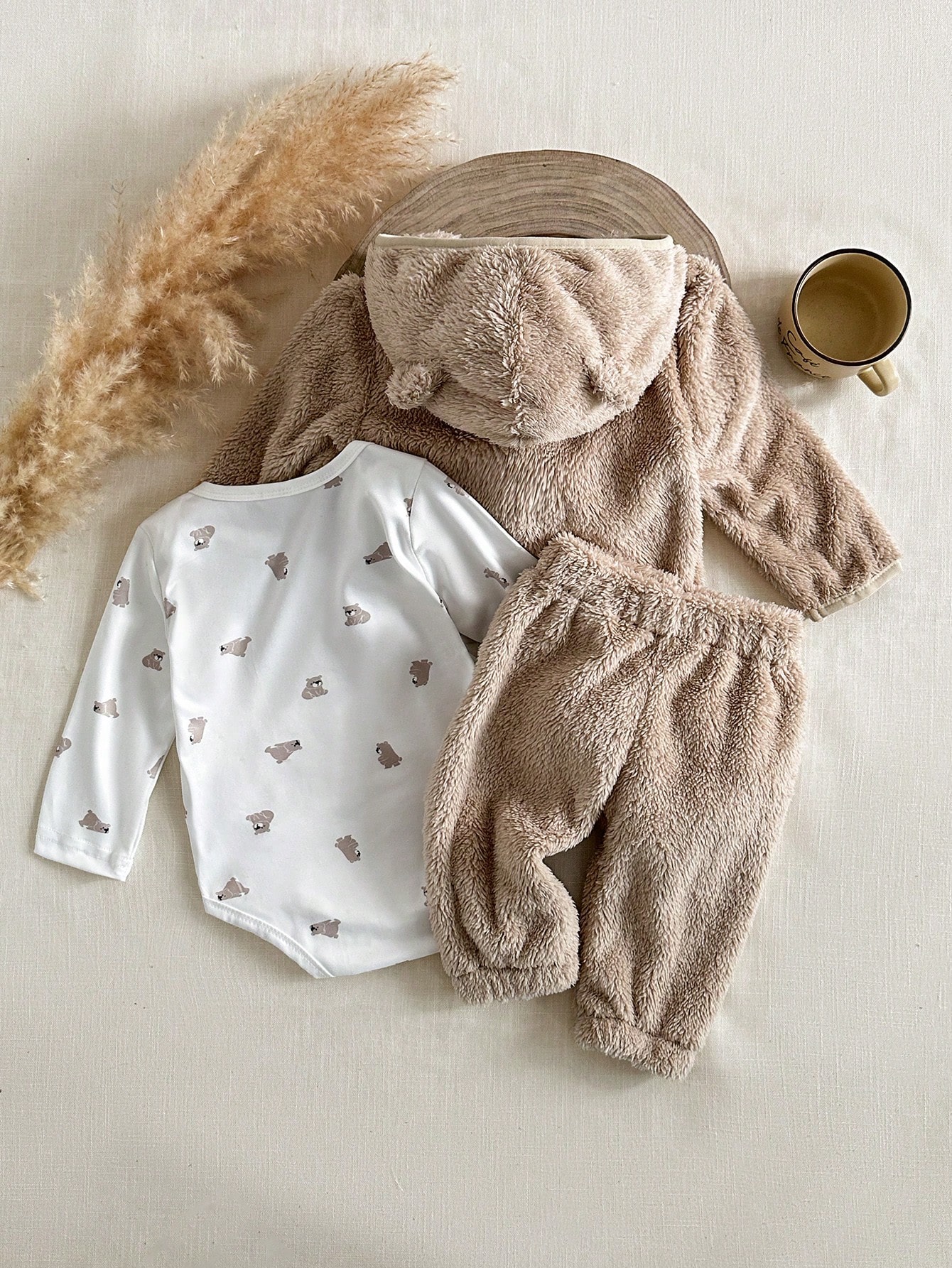 3 pièces Ensemble de vêtements pour bébé garçon, veste à capuche panda noir & — vue 12