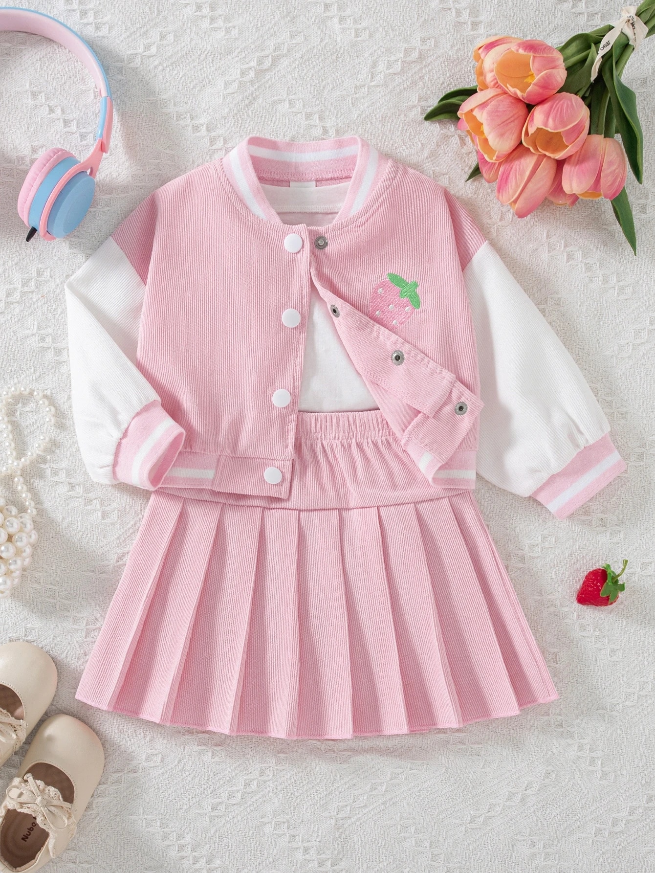 Genkimix Kids 2 pièces/Ensemble Tenue de baseball pour bébé fille avec imprimé de lettres — vue 2