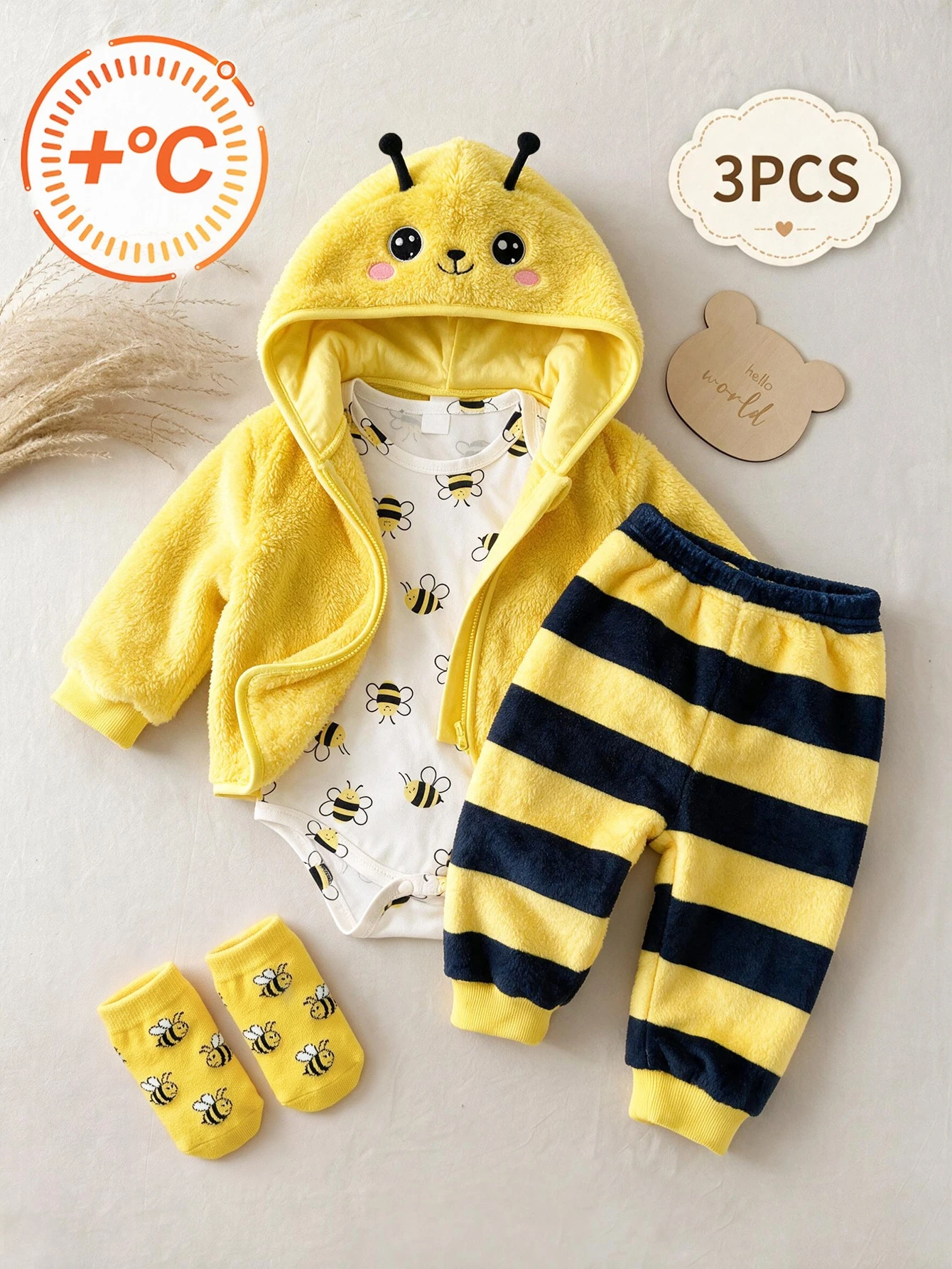 3 pièces Ensemble de vêtements pour bébé garçon, veste à capuche panda noir & — vue 8