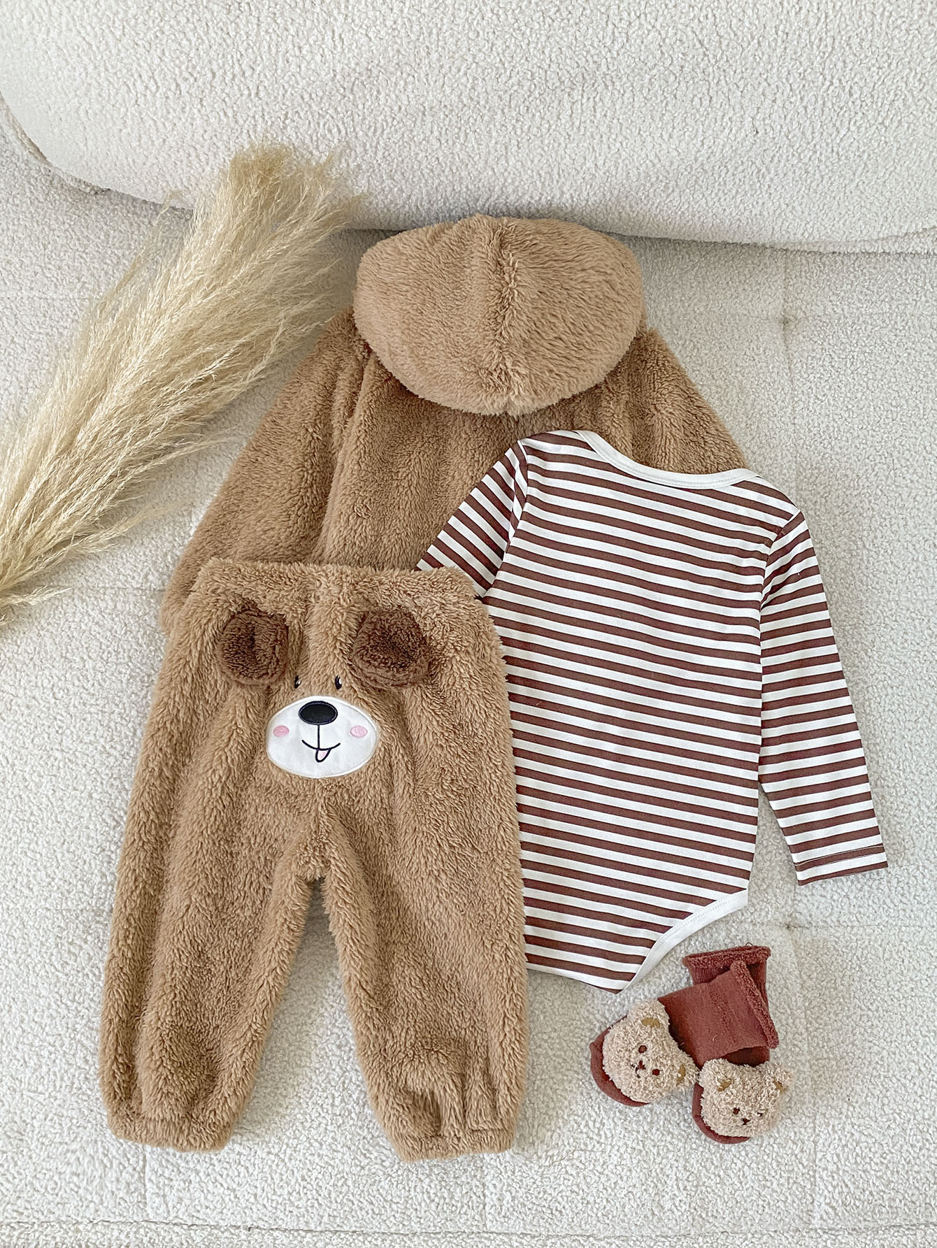 3 pièces Ensemble de vêtements pour bébé garçon, veste à capuche panda noir & — vue 10