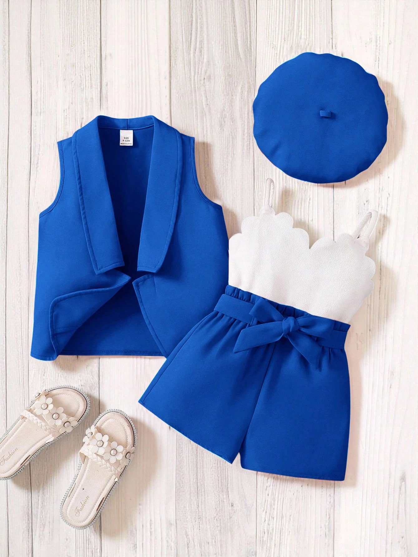 Ensemble de 2 pièces pour bébé fille: Cardigan tricoté de couleur unie et — vue 4