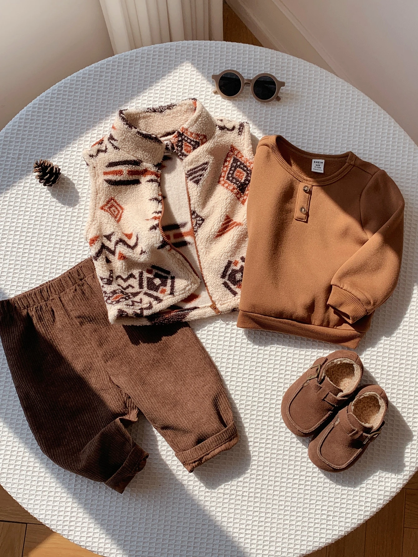 Ensemble 3 pièces pour bébé garçon automne/hiver, gilet en polaire rouge — vue 6
