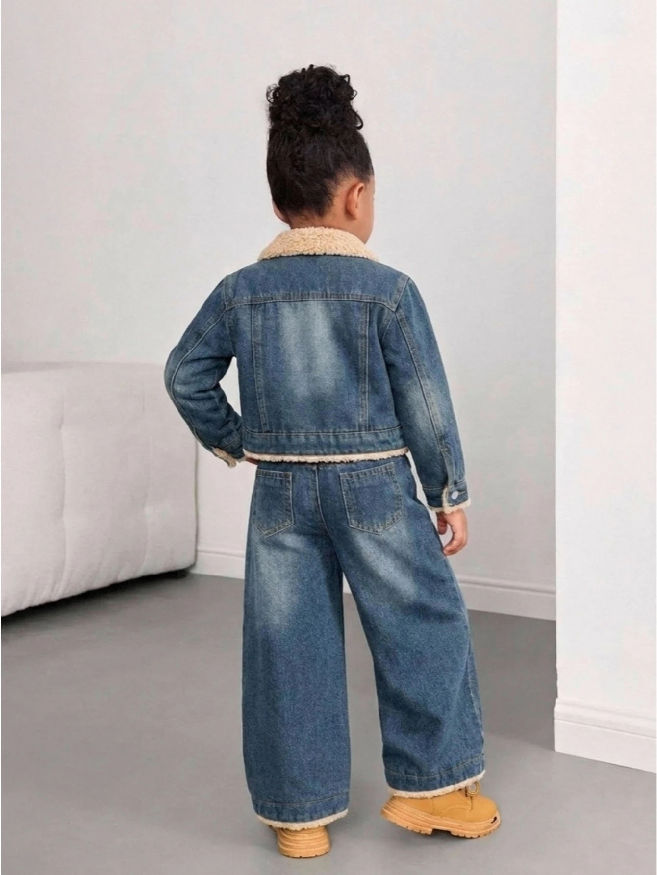 Enfants 2 pièces/Set Jeunes Filles Y2k Chic Coton Imprimé Léopard Veste Courte en Denim & — vue 8