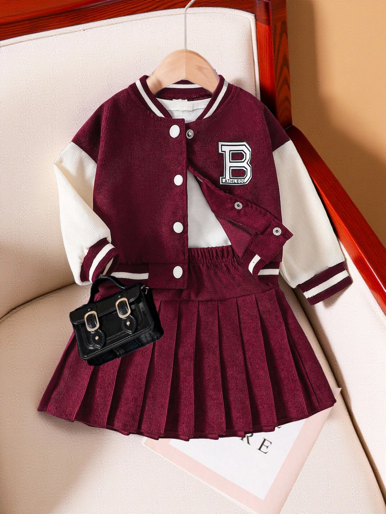 Genkimix Kids 2 pièces/Ensemble Tenue de baseball pour bébé fille avec imprimé de lettres — vue 7