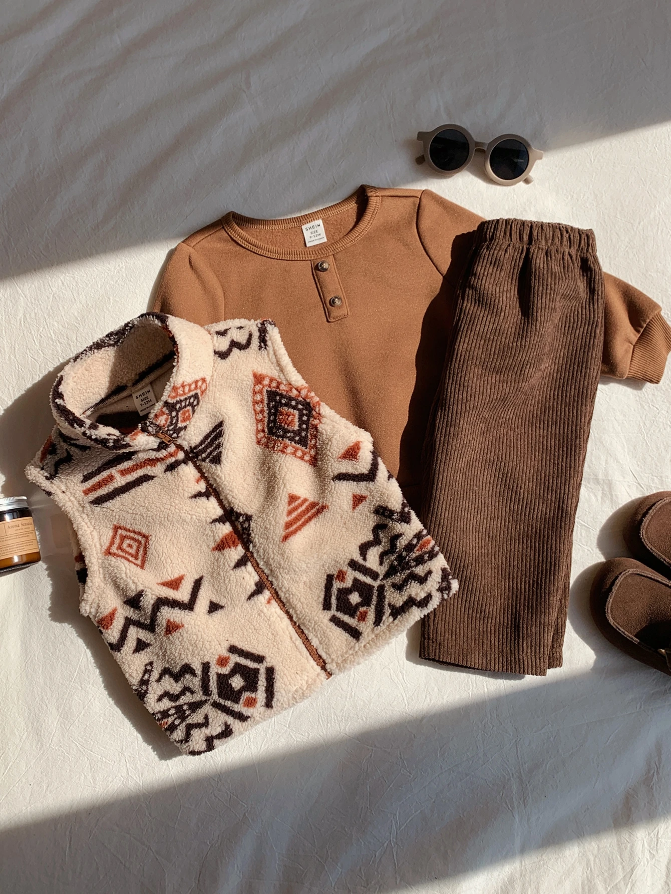 Ensemble 3 pièces pour bébé garçon automne/hiver, gilet en polaire rouge — vue 8
