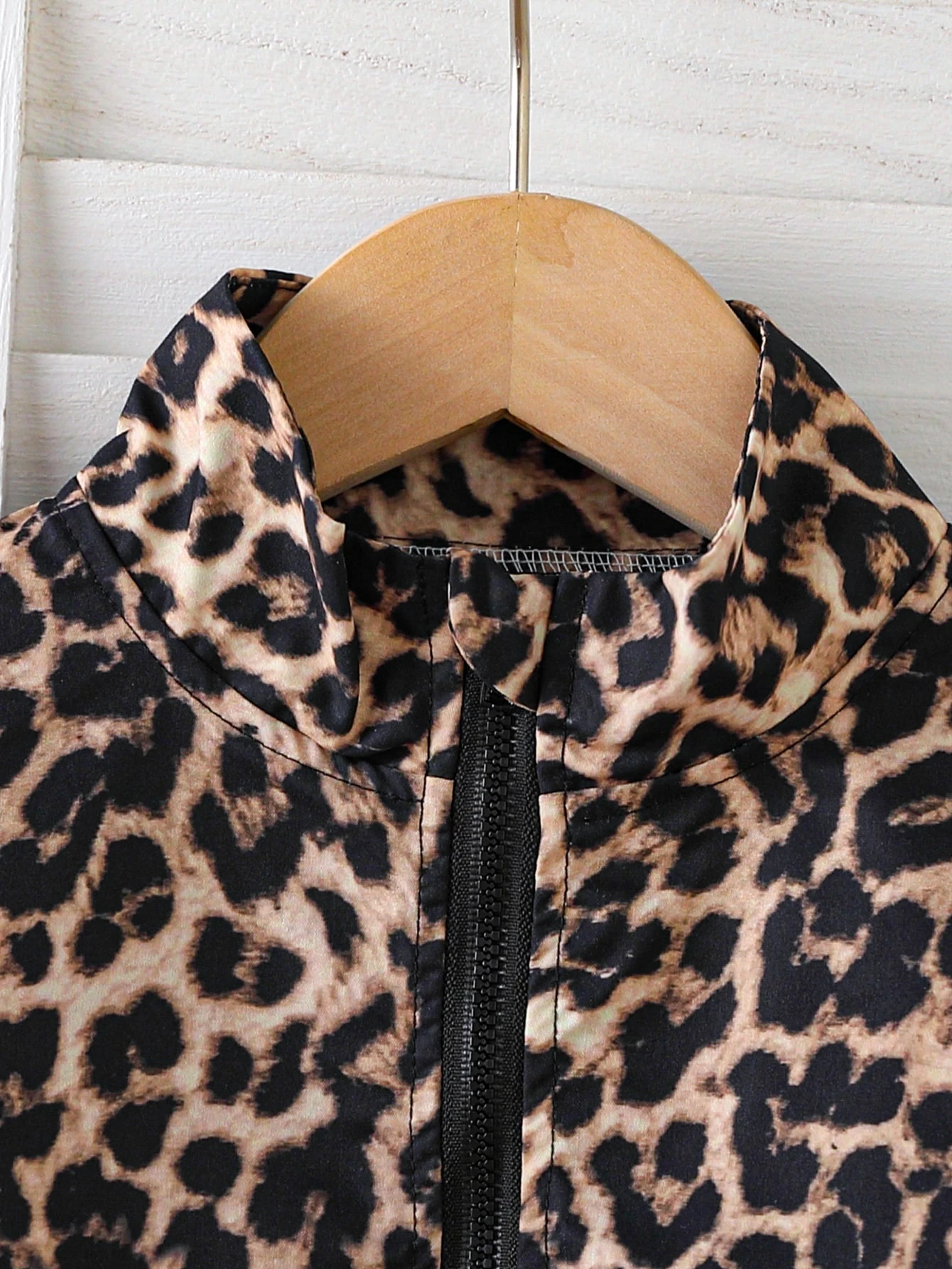 Ensemble 2 pièces pour bébé fille, veste zippée imprimé léopard mignon & pantalon — vue 4