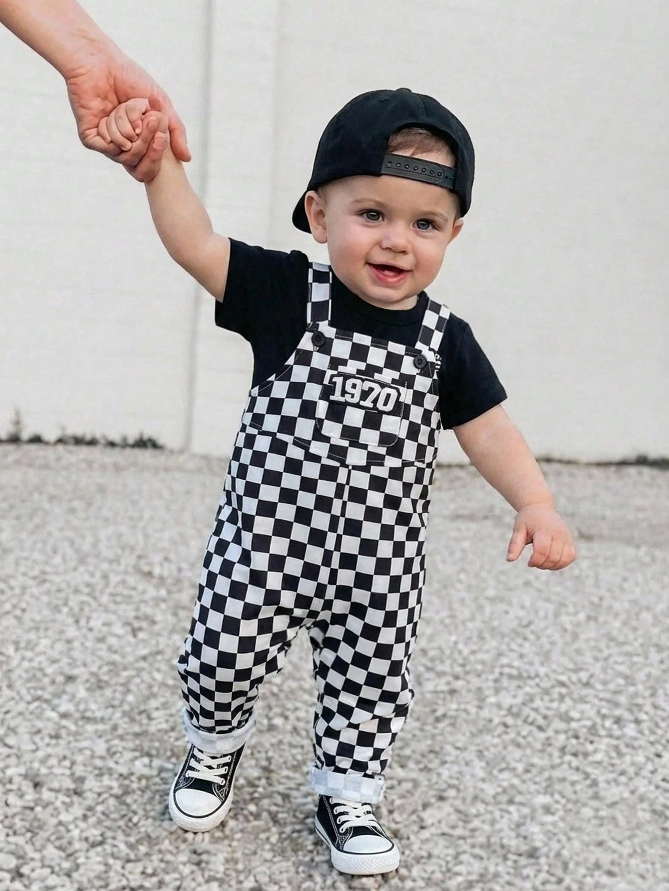 Pantalon à bretelles à carreaux unisexe pour bébé, décontracté et mignon, vêtements