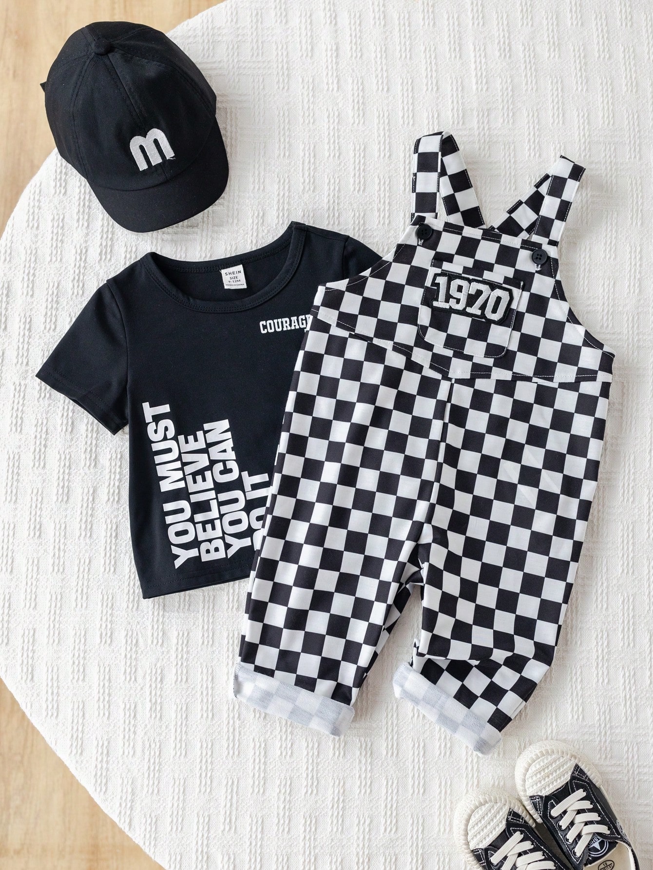 Pantalon à bretelles à carreaux unisexe pour bébé, décontracté et mignon, vêtements — vue 3