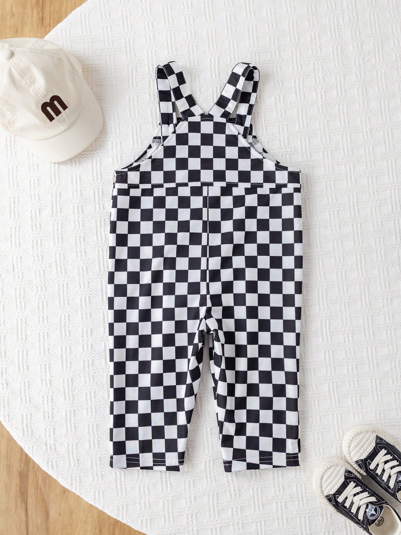 Pantalon à bretelles à carreaux unisexe pour bébé, décontracté et mignon, vêtements — vue 2