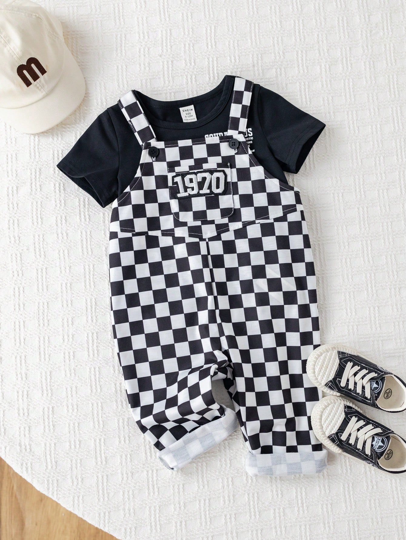 Pantalon à bretelles à carreaux unisexe pour bébé, décontracté et mignon, vêtements — vue 5