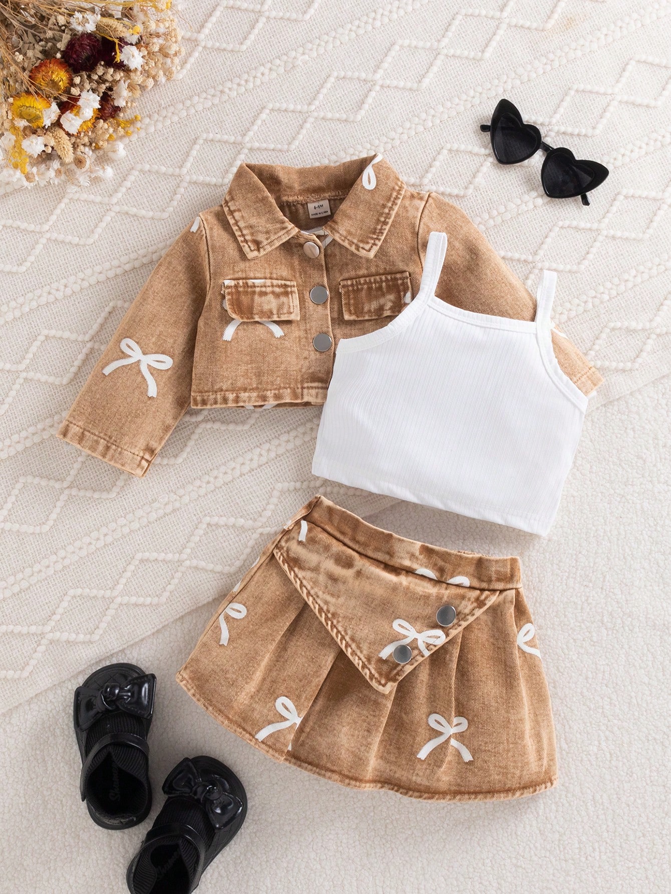 3 pièces Ensemble d'automne mignon rose pour bébé fille, tenue de mode pour le 2ème — vue 4
