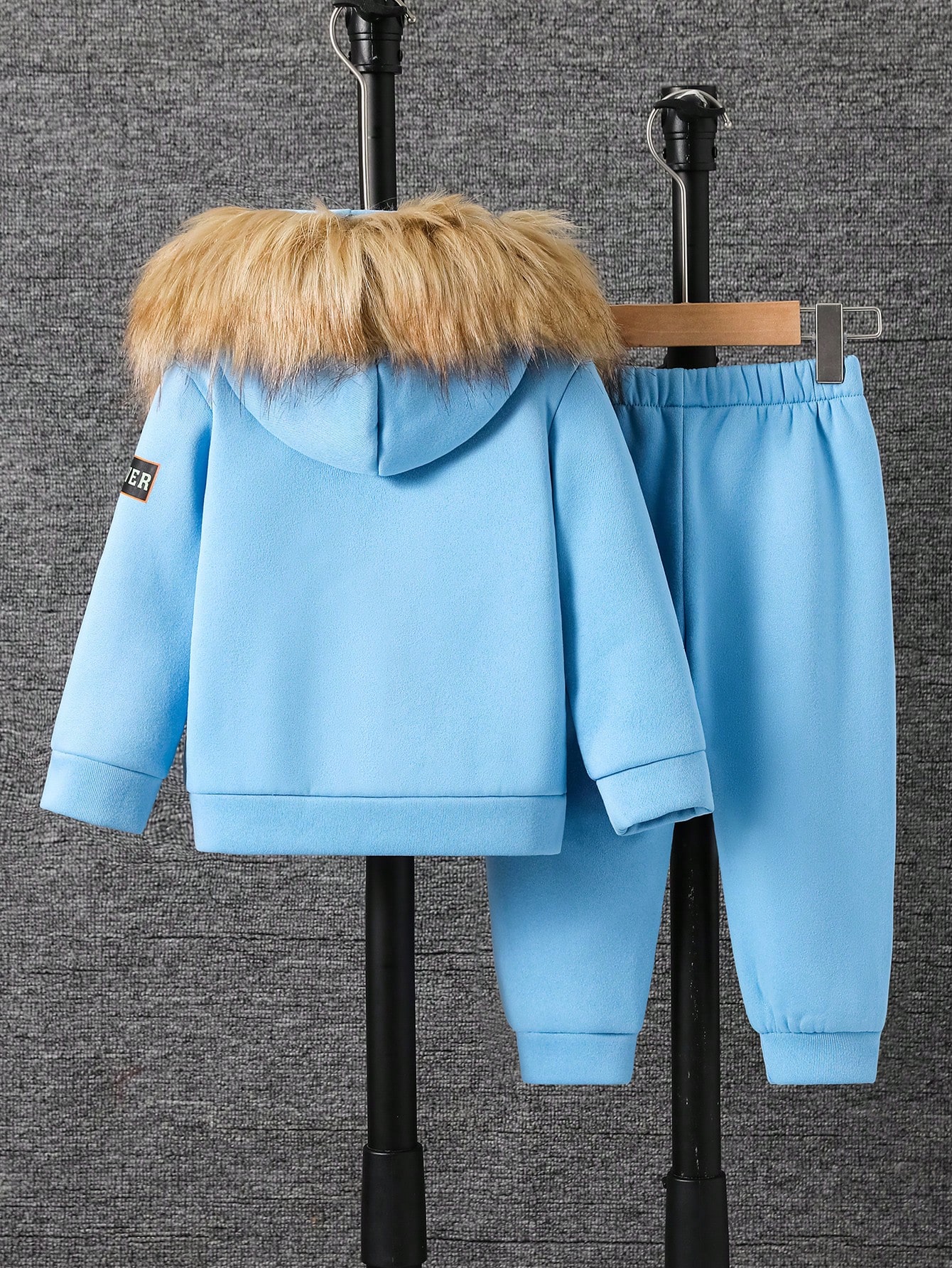 Ensemble sweat à capuche pour tout-petits garçons Bleu ciel Hiver Mignon Modeste — vue 6