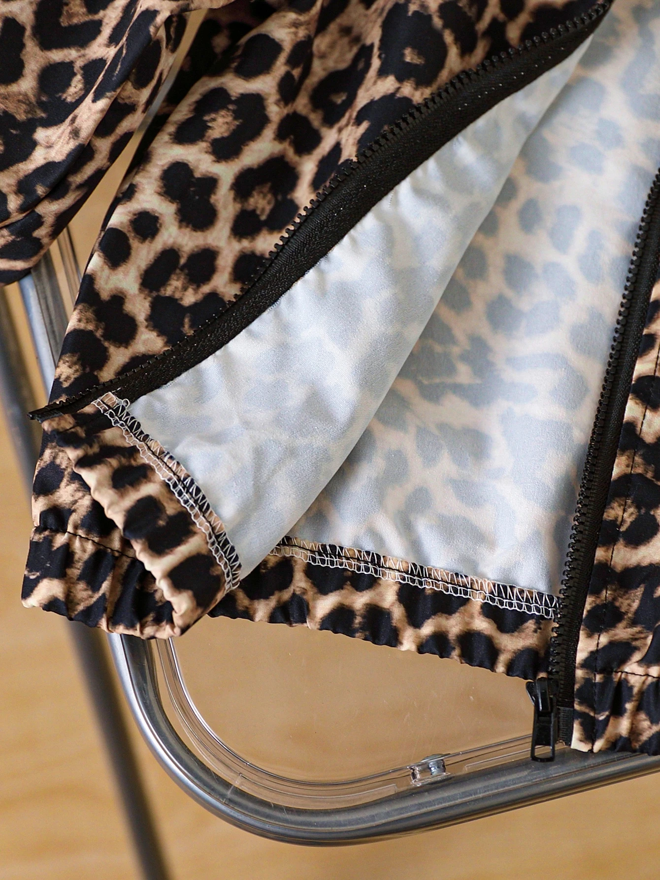 Ensemble 2 pièces pour bébé fille, veste zippée imprimé léopard mignon & pantalon — vue 9