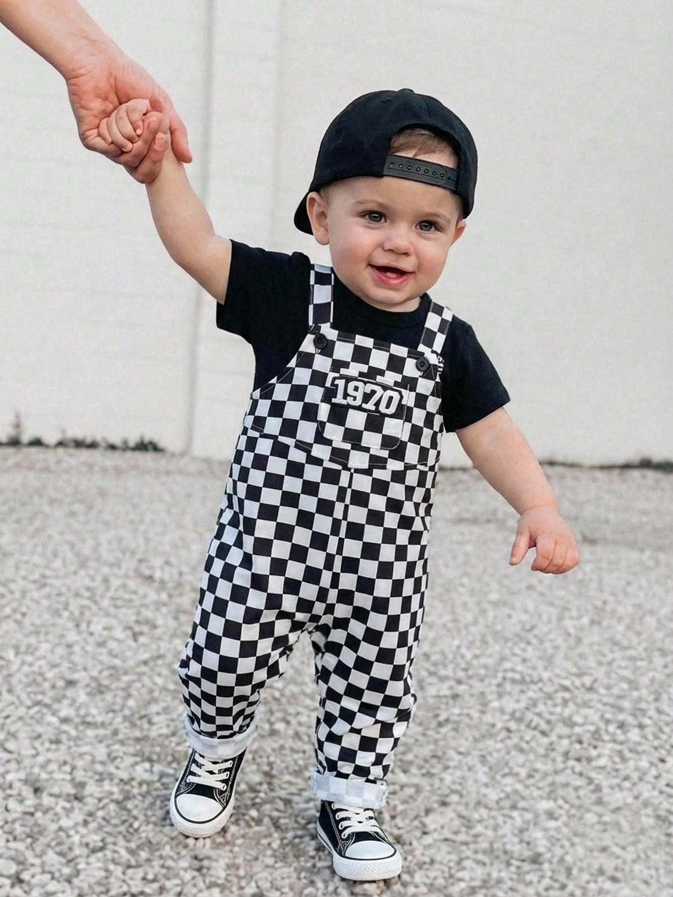 Pantalon à bretelles à carreaux unisexe pour bébé, décontracté et mignon, vêtements — vue 9