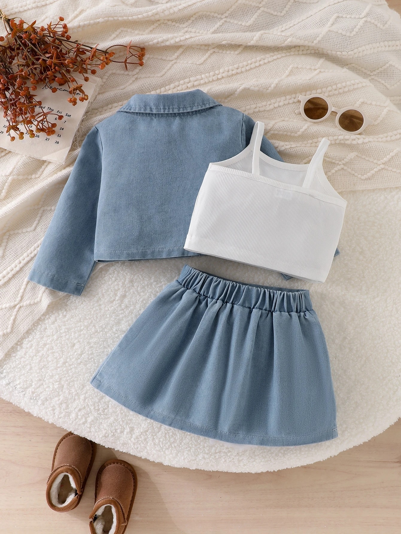 3 pièces Ensemble d'automne mignon rose pour bébé fille, tenue de mode pour le 2ème — vue 12
