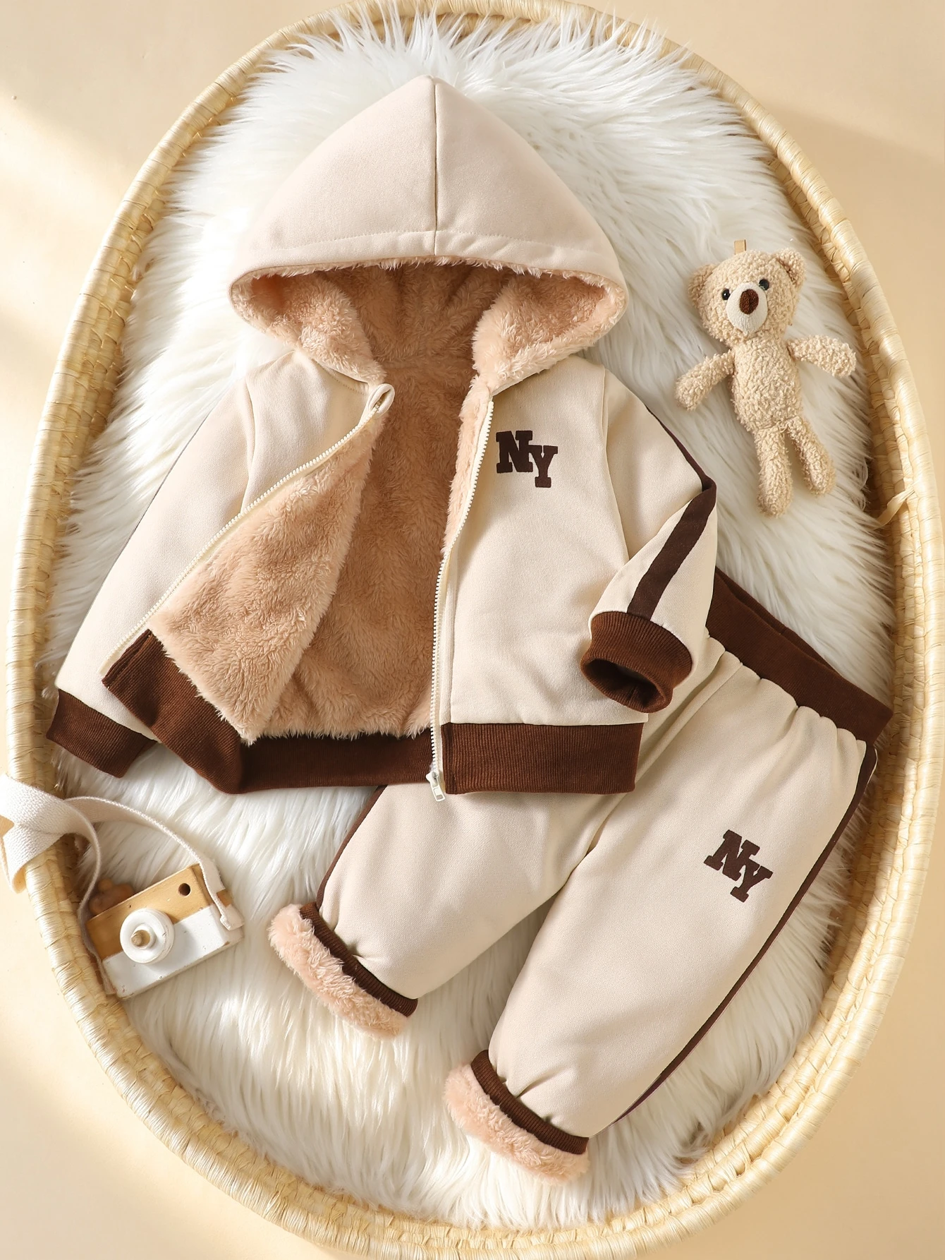 Ensemble sweat à capuche pour tout-petits garçons Bleu ciel Hiver Mignon Modeste — vue 7